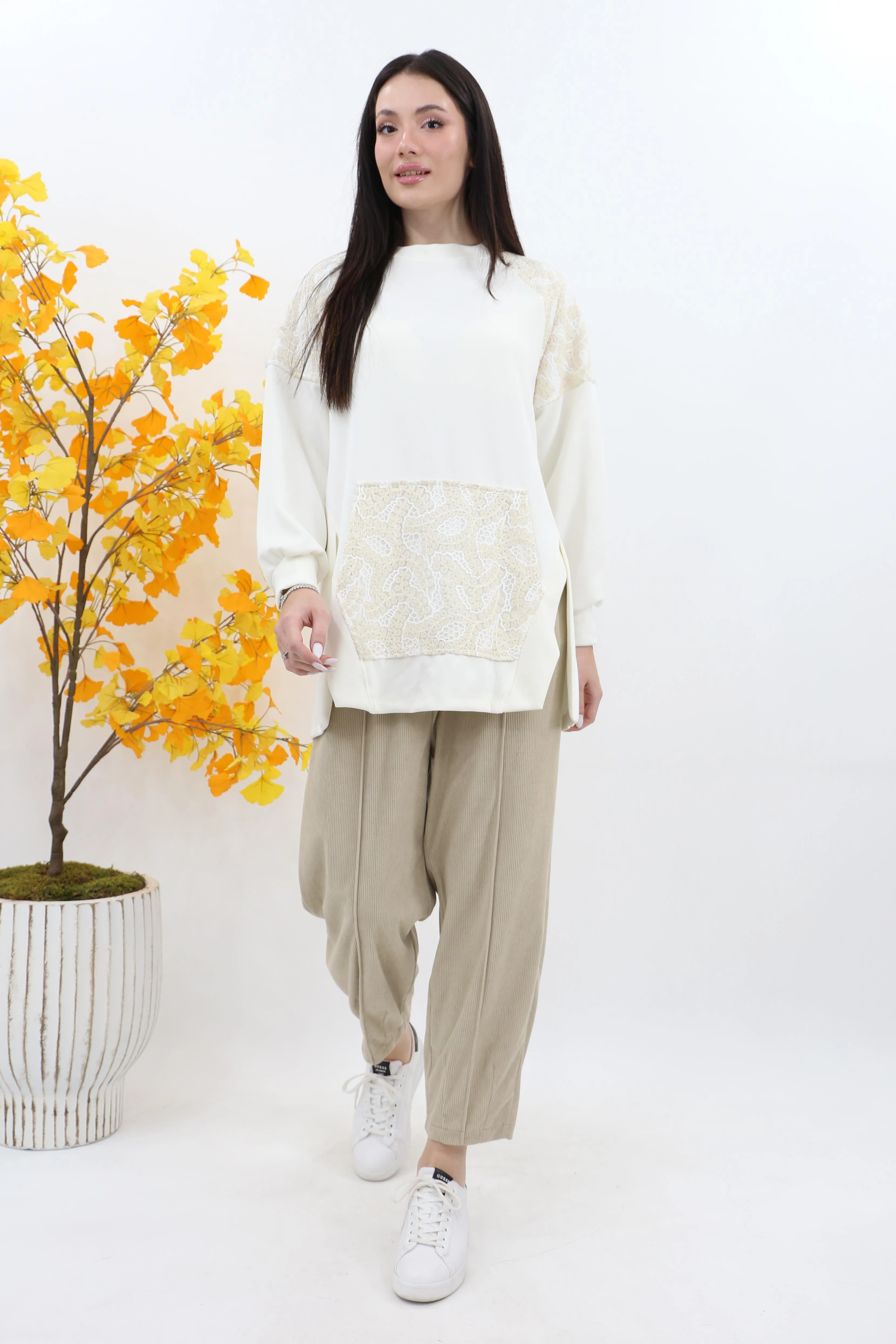 Detaylı dantelli vip tunik