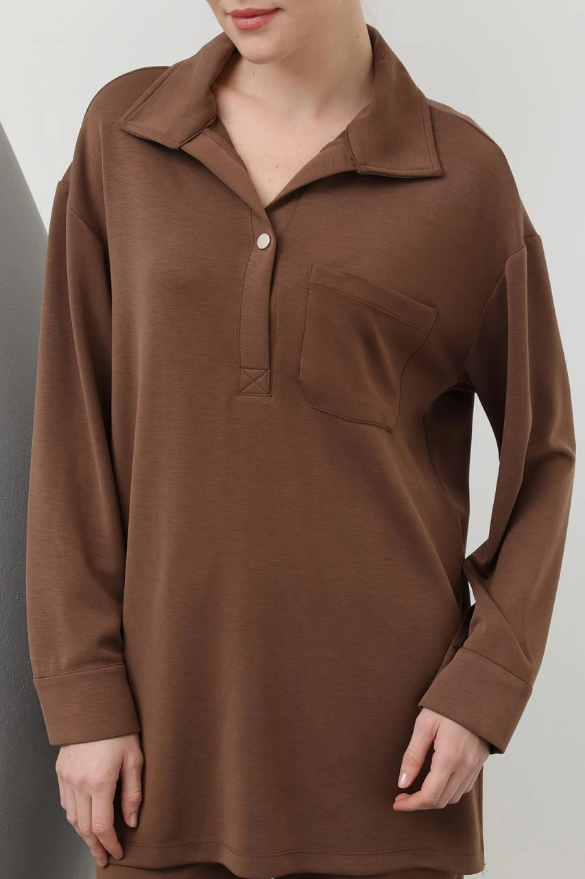  Yakası Çıtçıtlı Cep Detaylı Pantolonlu Takım