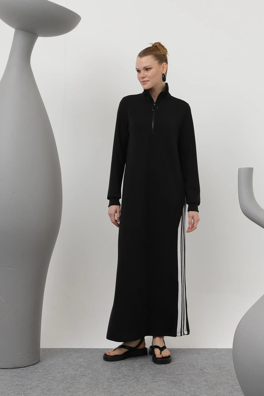 Tiktak Detaylı Fermuarlı Elbise 