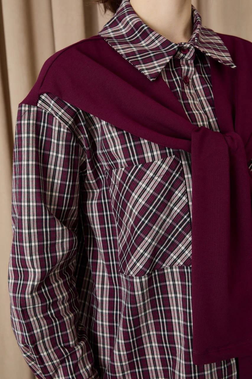 Sweat Detaylı Kareli Gömlek