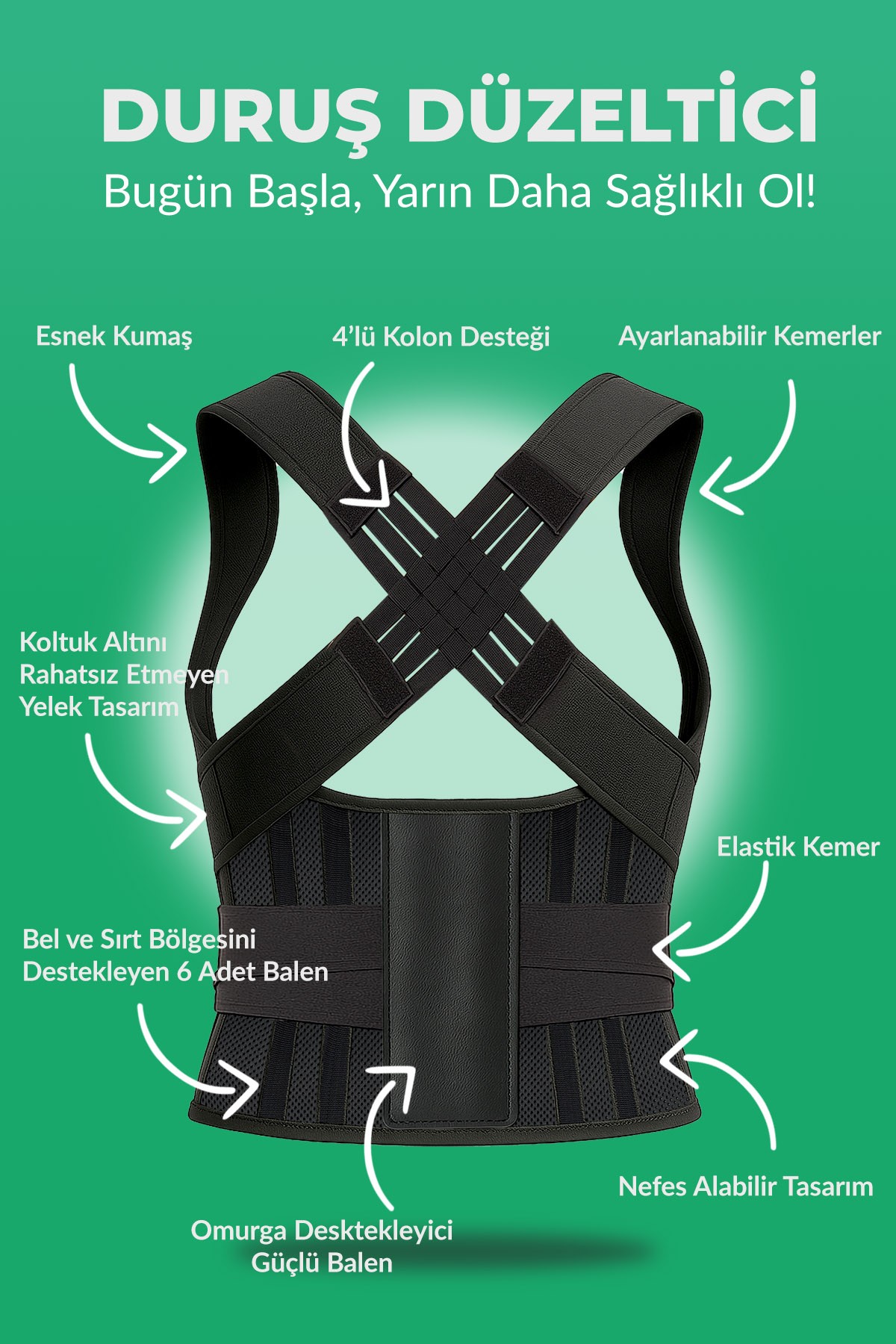 Kolonlu Balenli Dik Duruş Korsesi