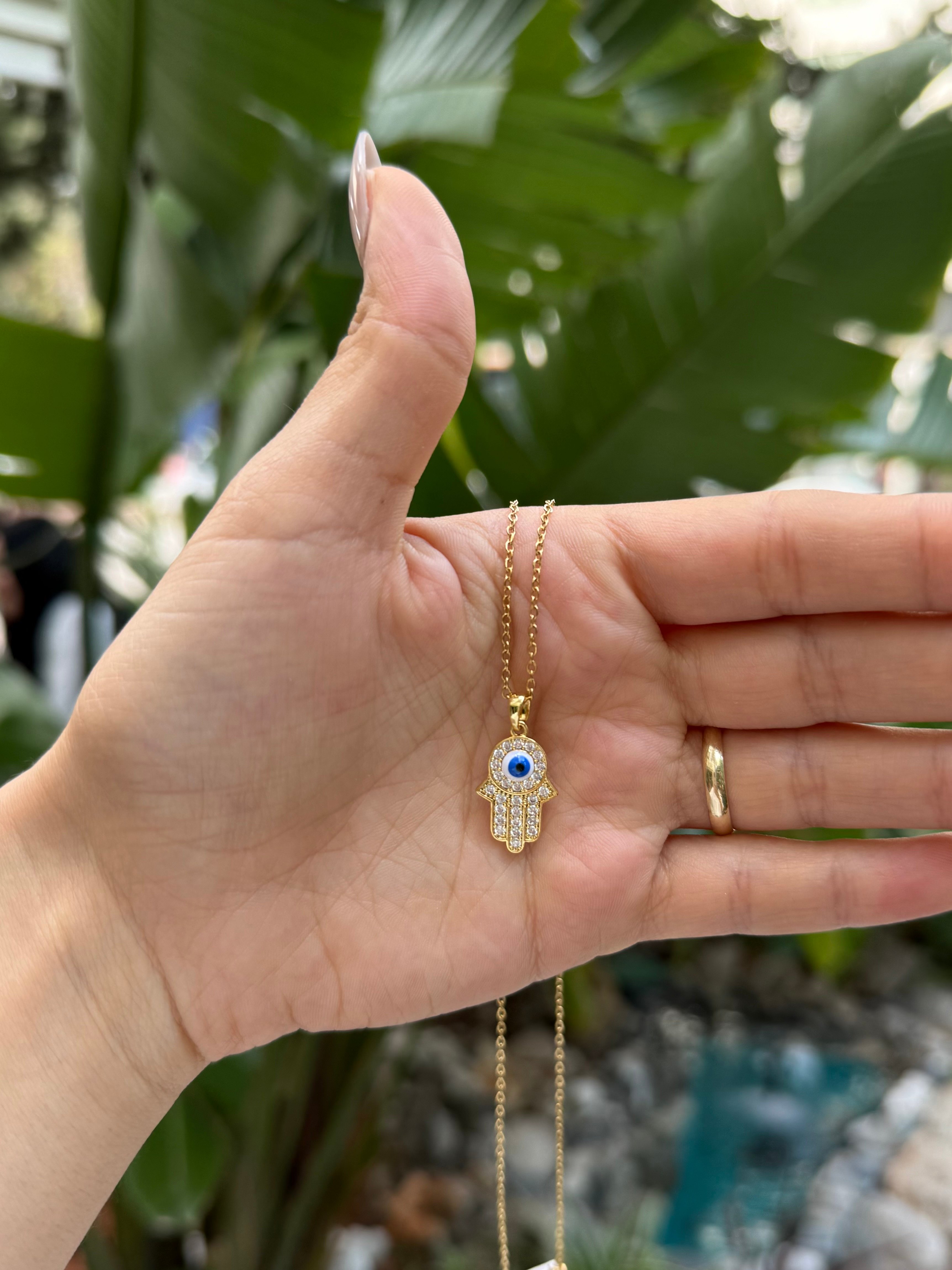Çelik Gold Hamsa Kolye
