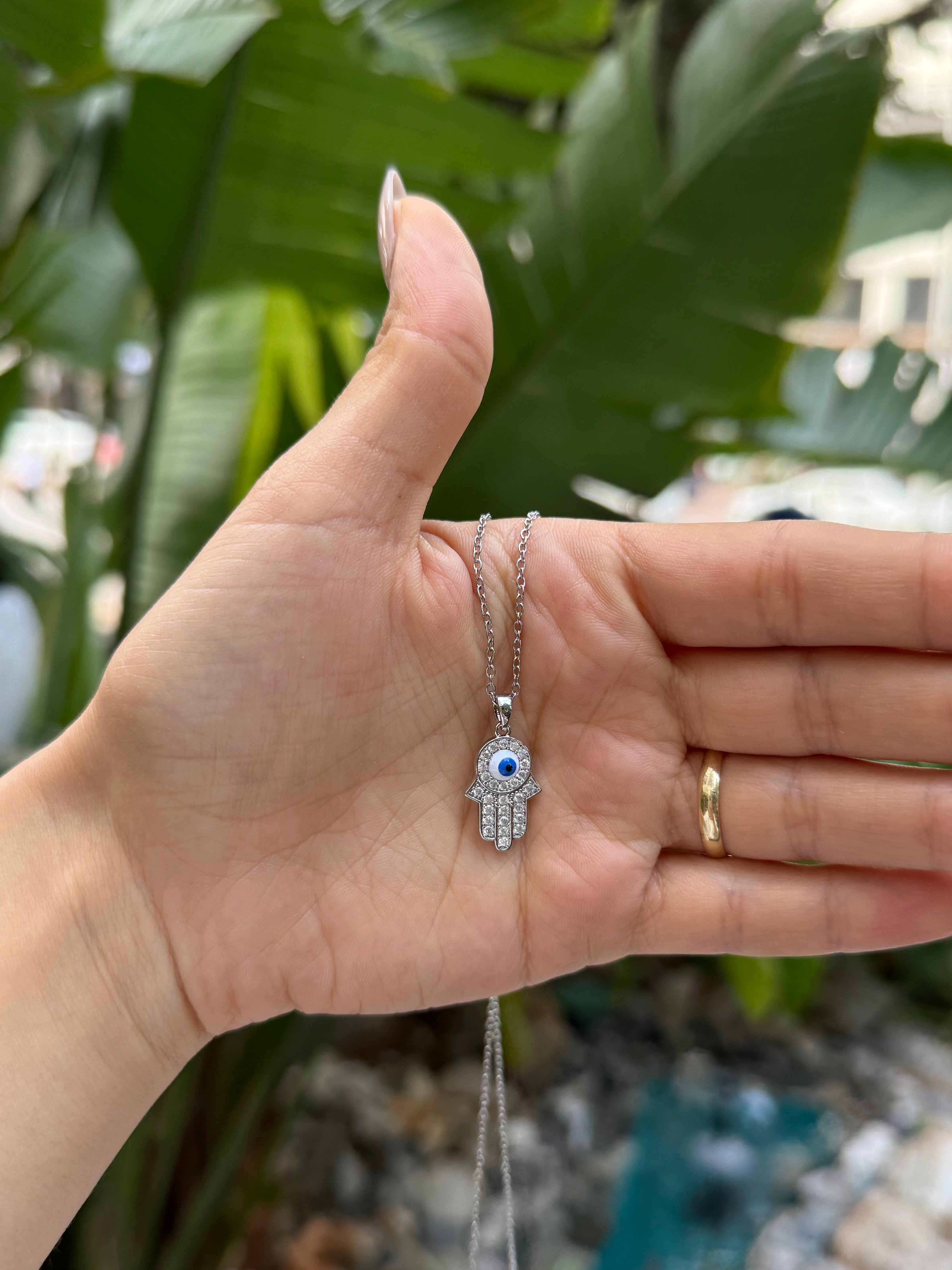 Çelik Silver Hamsa Kolye