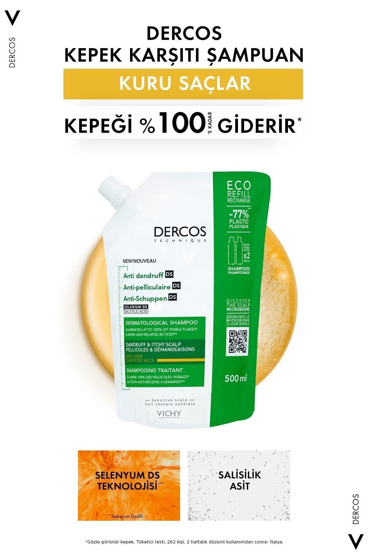 VICHY Dercos Kuru Saçlar İçin Kepek Karşıtı Saç Bakım Şampuanı 500 ML