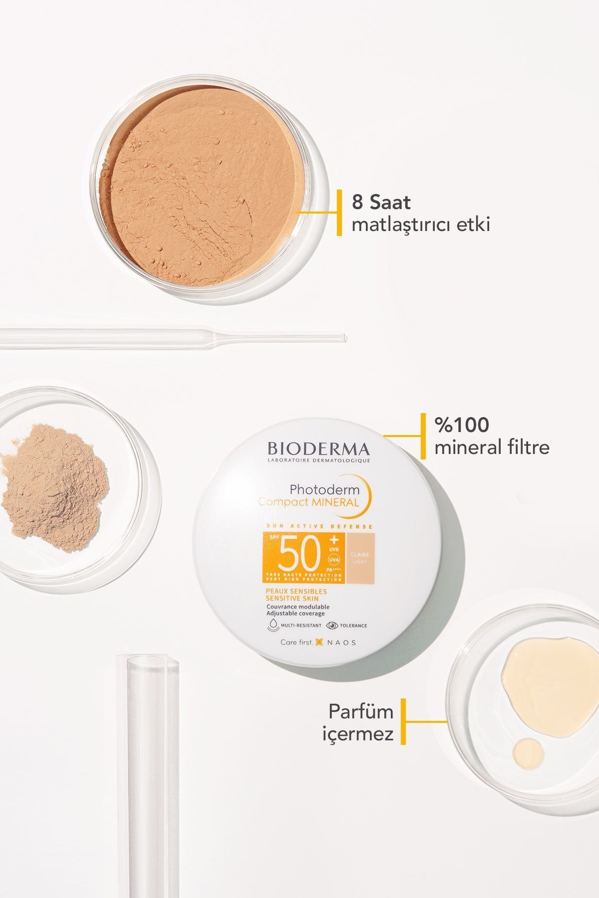 BİODERMA Photoderm Mineral Compact Light Spf50 Kapatıcı Etkili Güneş Koruyucu Kompakt Pudra 10 gr