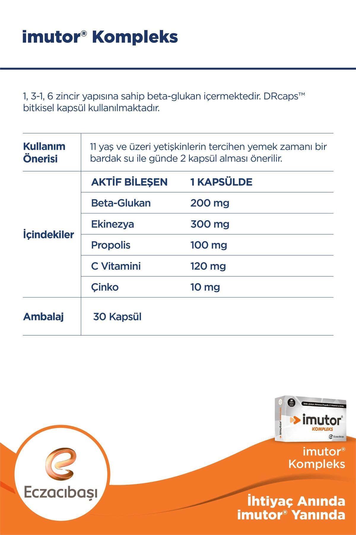 ECZACIBAŞI İmutor Kompleks 30 Kapsül