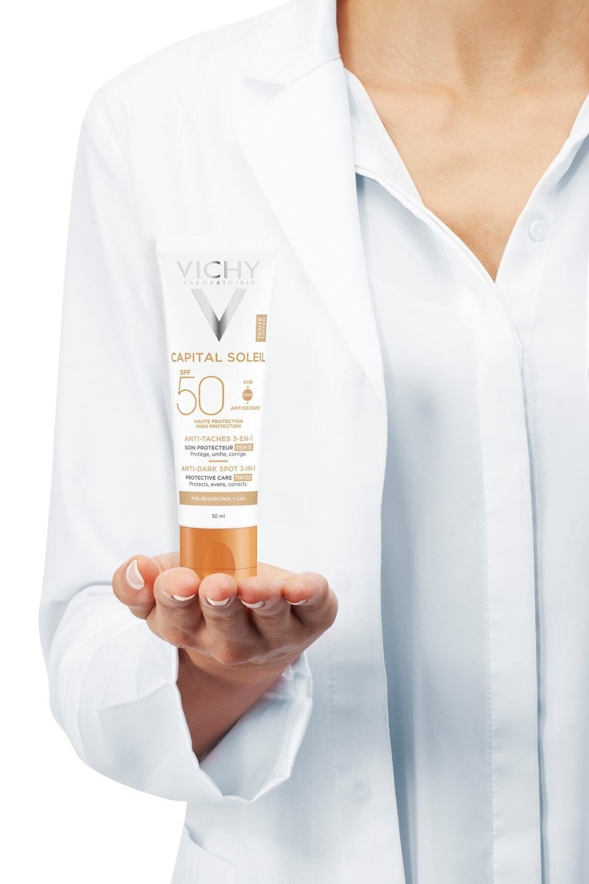 VICHY Capital Soleil Tüm Cilt Tipleri Için Renkli Leke Karşıtı Spf50 Güneş Koruyucu 50ml