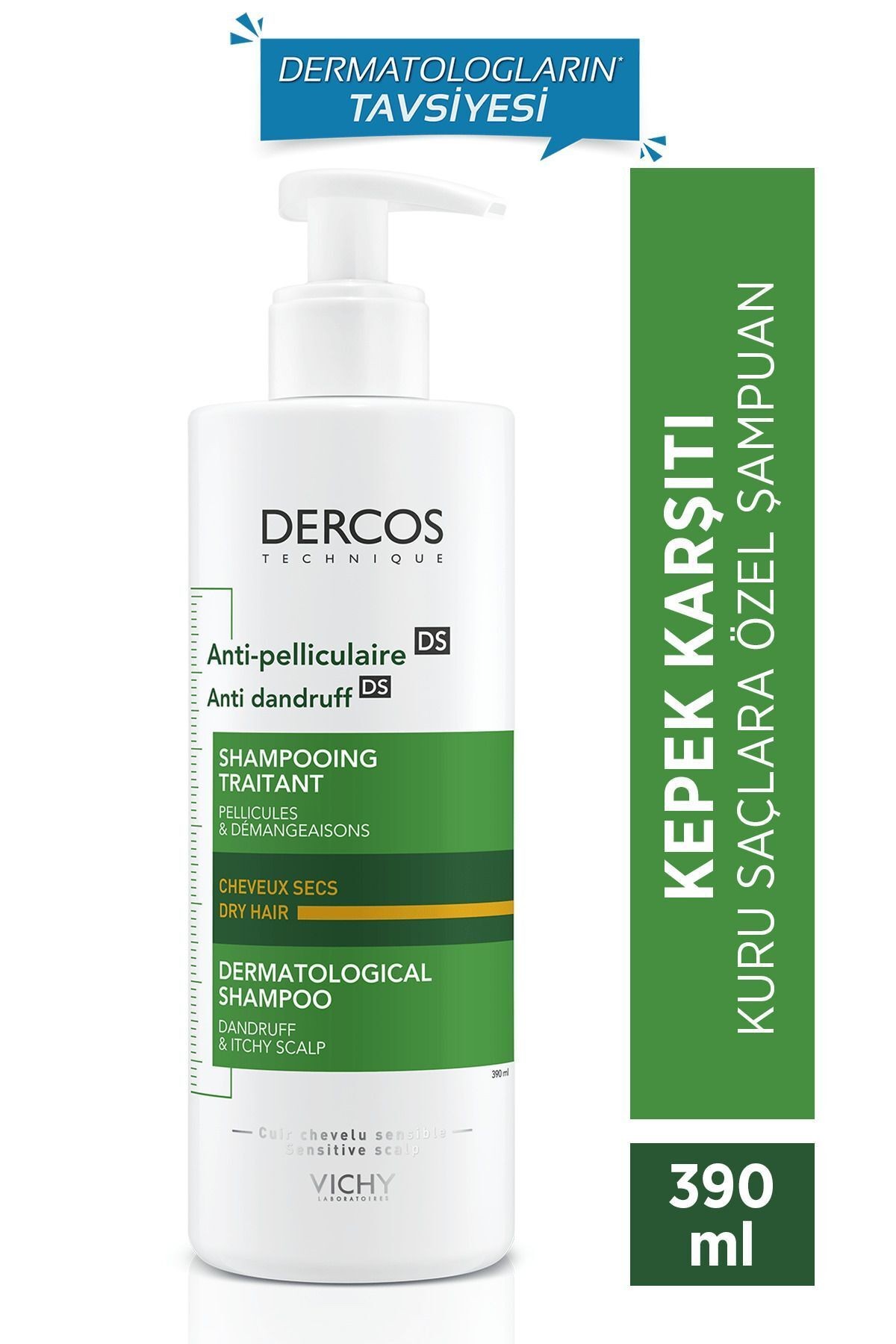 VICHY Dercos Kepek Karşıtı Şampuan 390 Ml - Normal ve Yağlı Saçlar