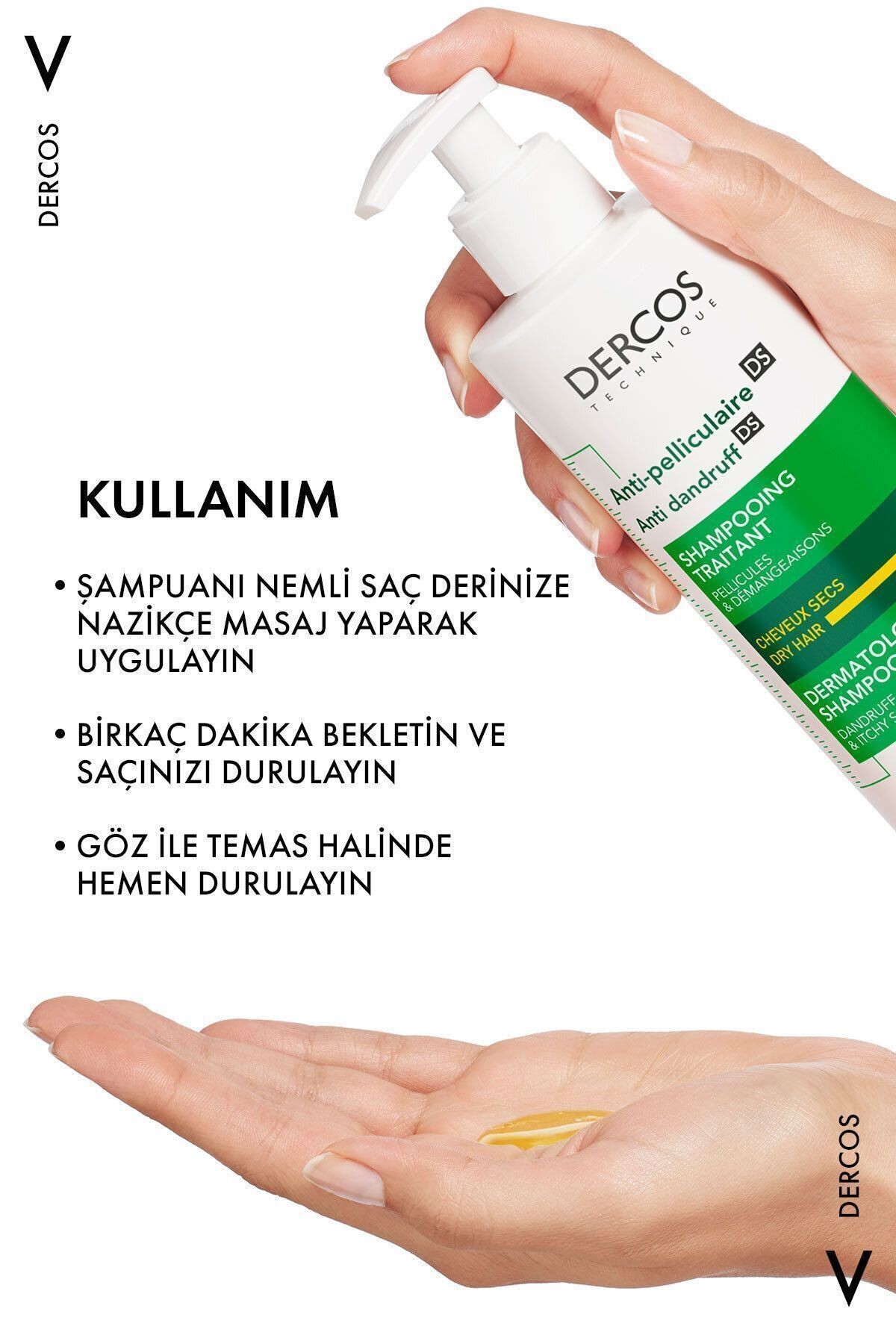 VICHY Dercos Kepek Karşıtı Şampuan 390ml - Kuru Saçlar