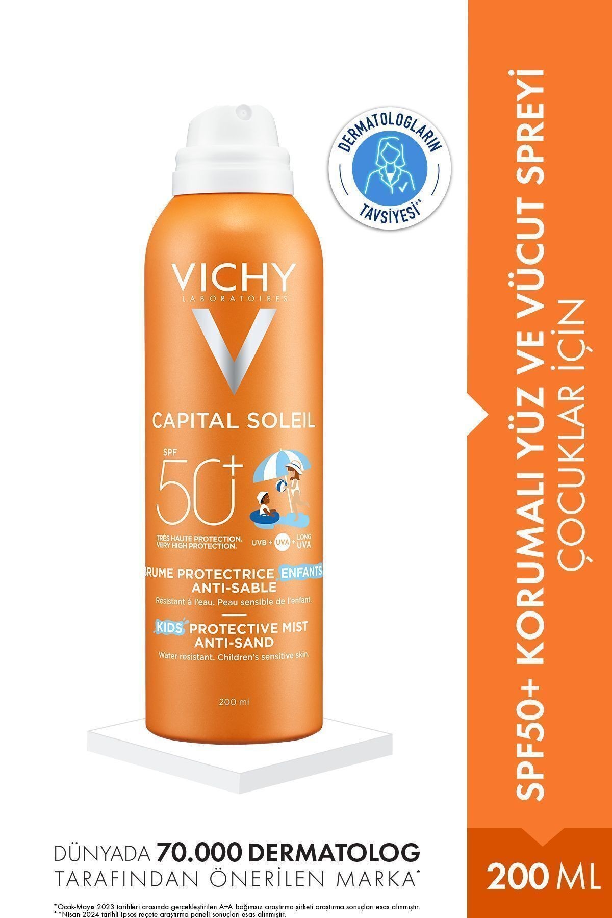 VICHY  Capital Soleil Spf50+ Çocuklar İçin Yüksek Korumalı Güneş Spreyi 200ml