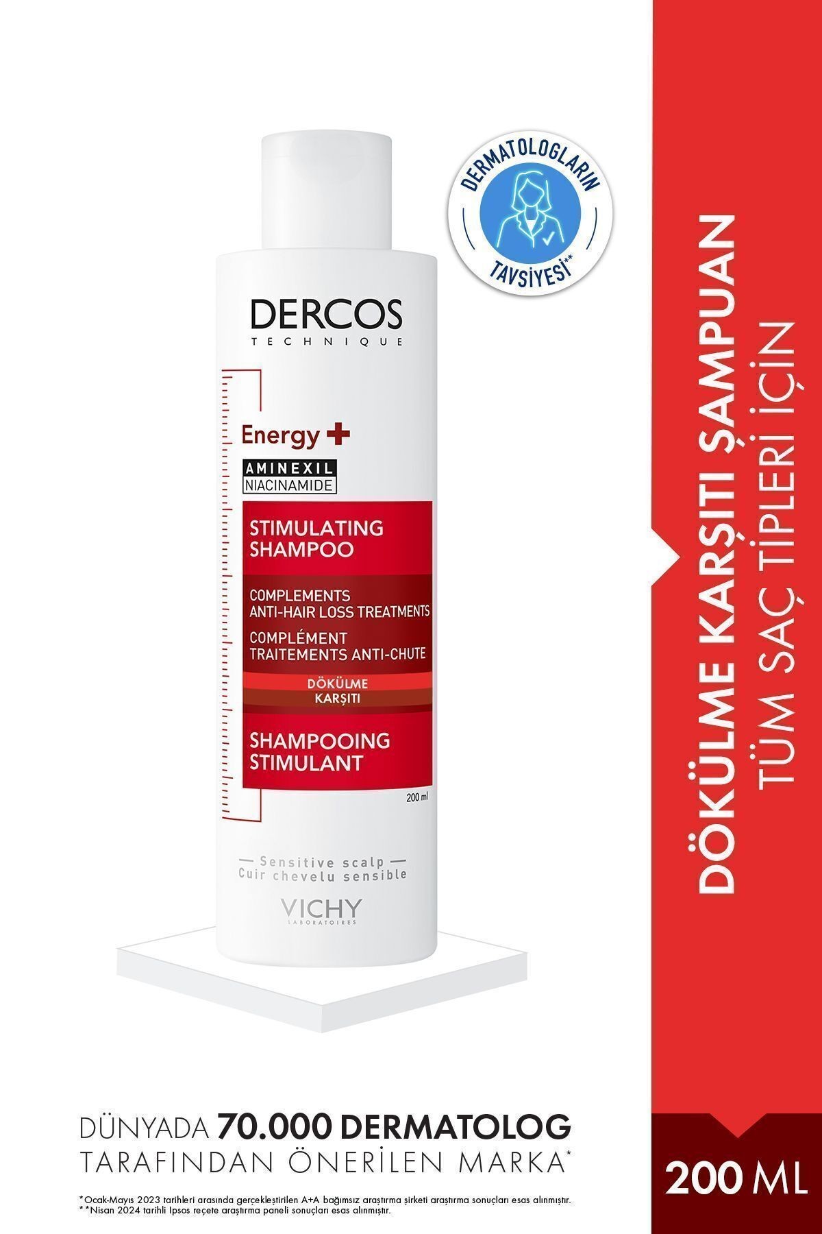 VICHY Dercos Energy+ Saç Dökülmesine Karşı Güçlendirici & Hacim Veren Şampuan 200 ML