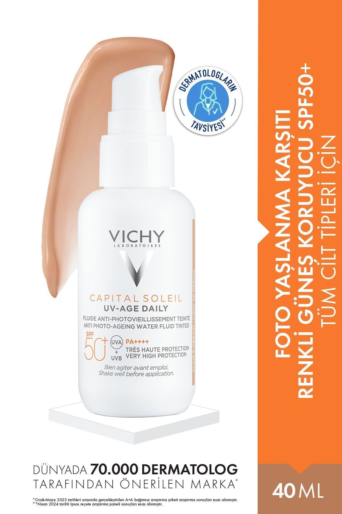 VICHY Capital Soleil Foto Yaşlanma Karşıtı Hafif Dokulu Renkli Güneş Koruyucu 40 ml Spf 50