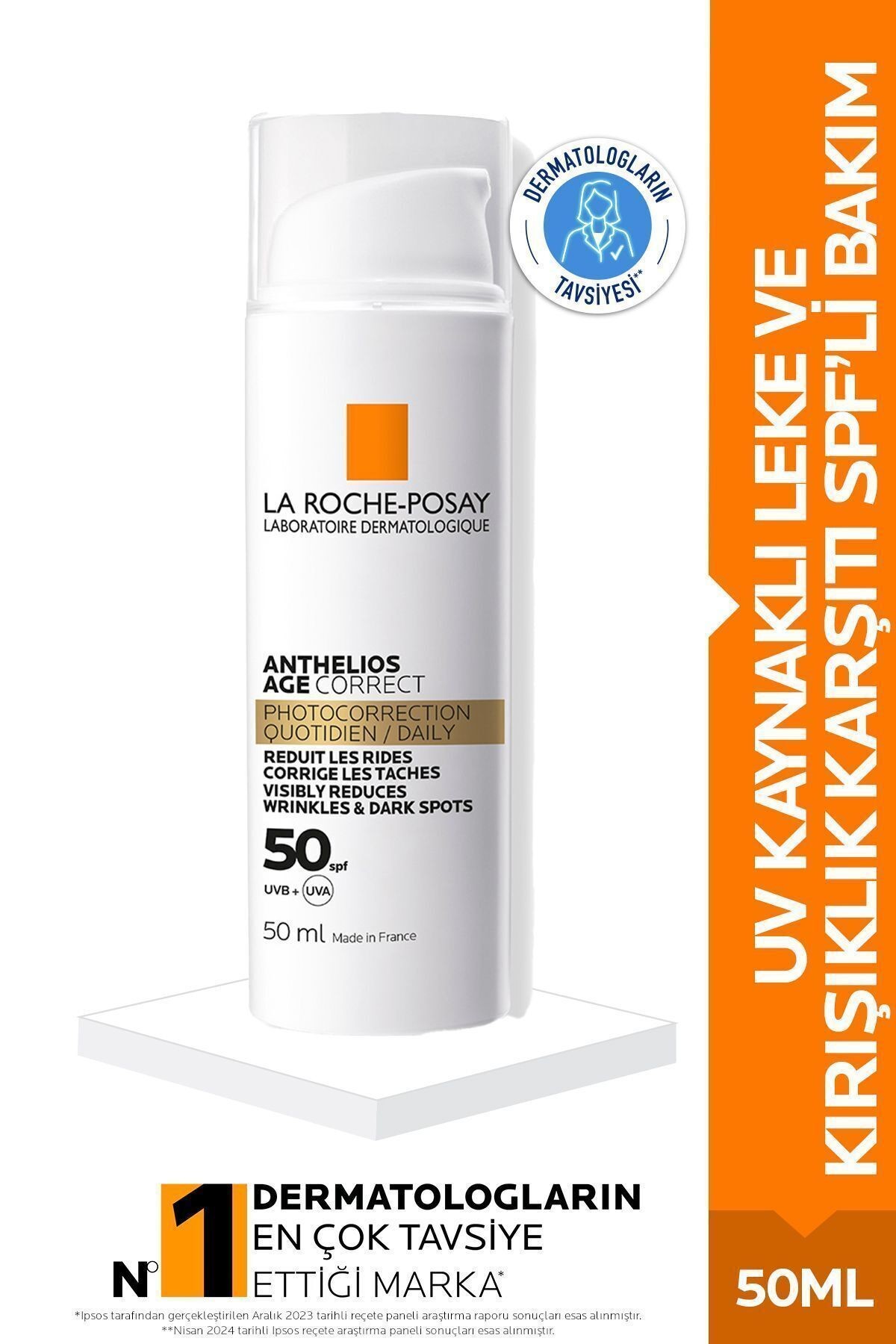 LA ROCHE POSAY Anthelios Age Correct SPF50+ Yaşlanma Karşıtı Yüz Güneş Kremi 50 ml