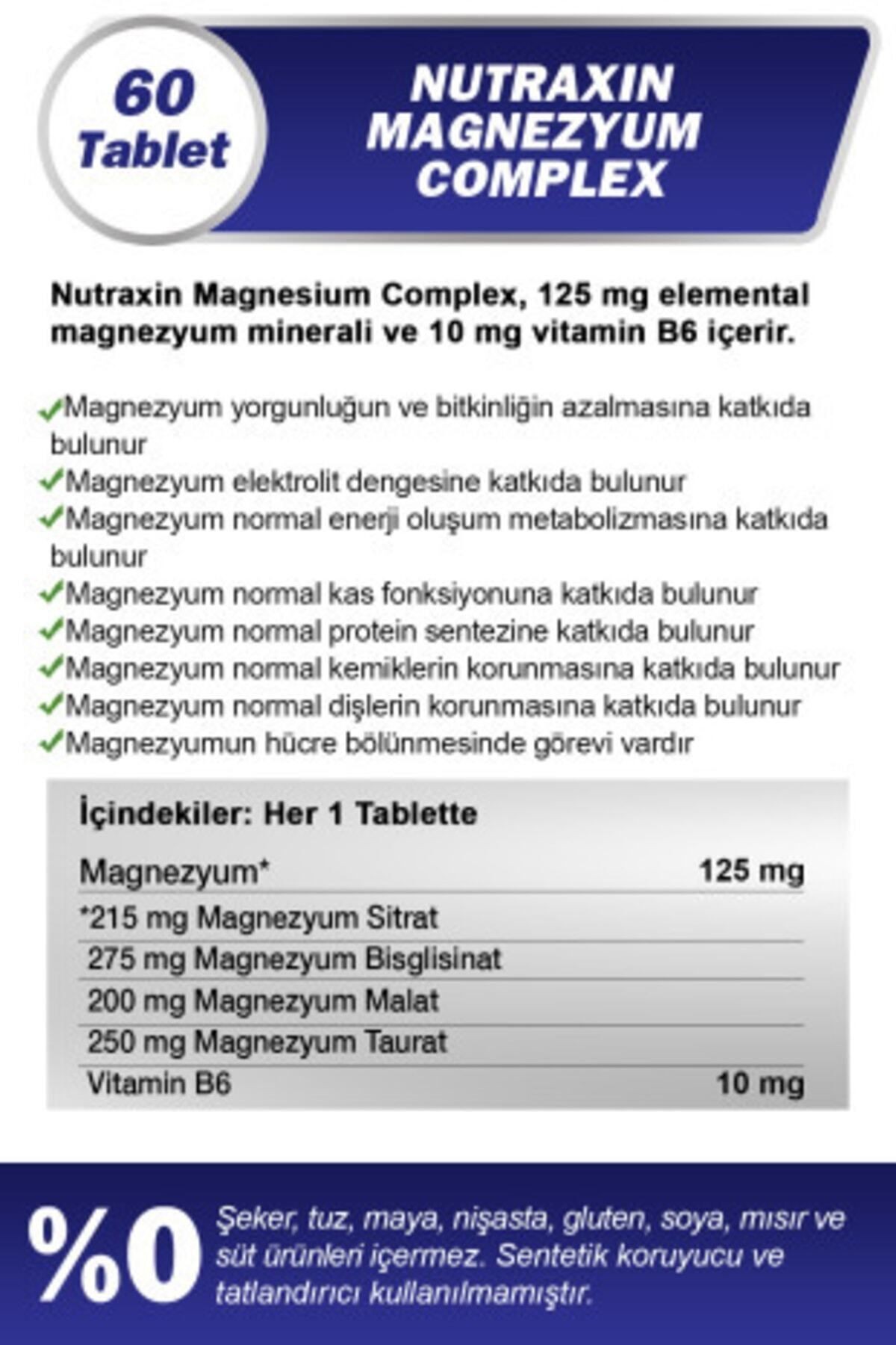 NUTRAXIN Magnesium Complex + Vitamin B6 60 Tablet