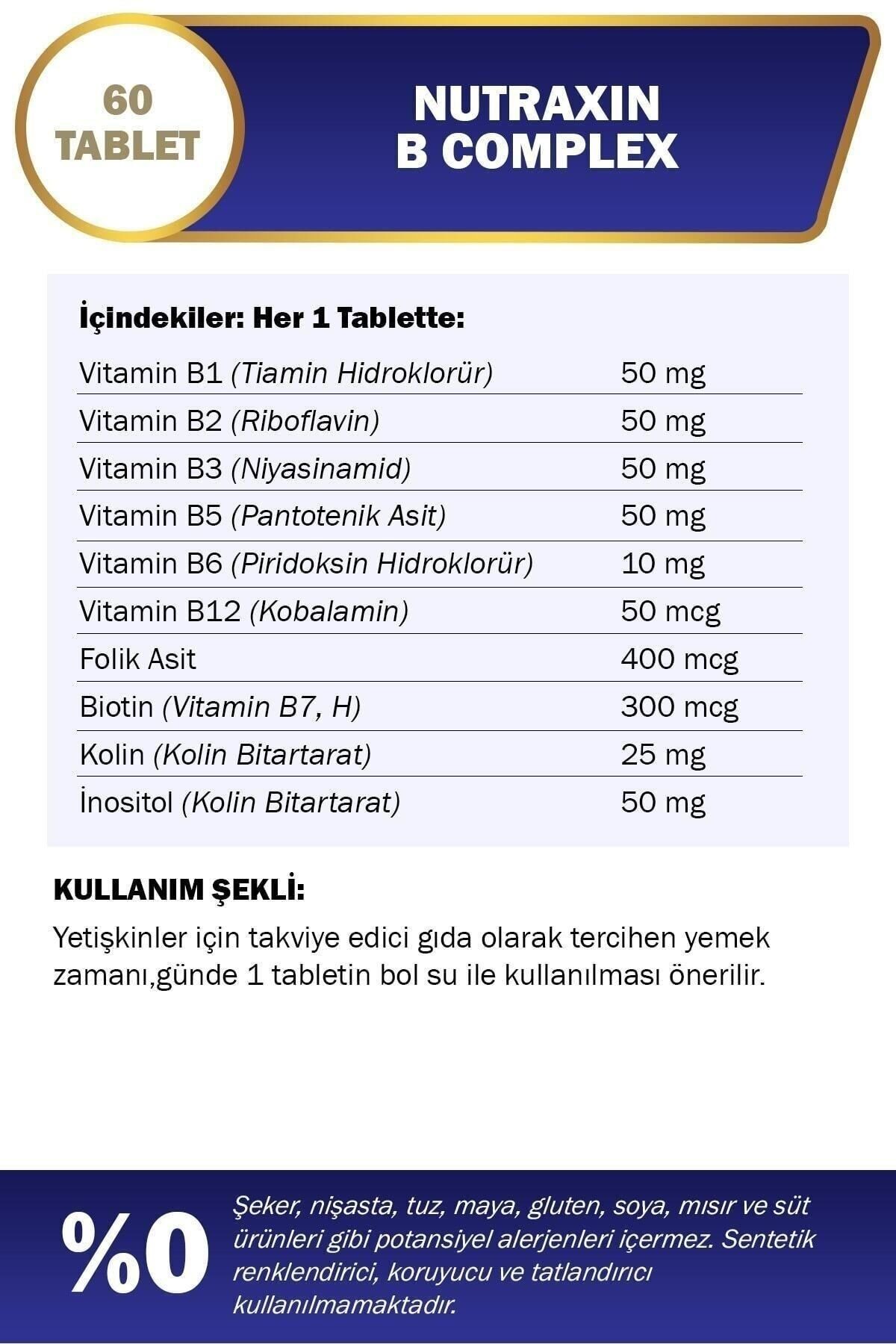 NUTRAXIN B Complex Vitamin 60 Tablet