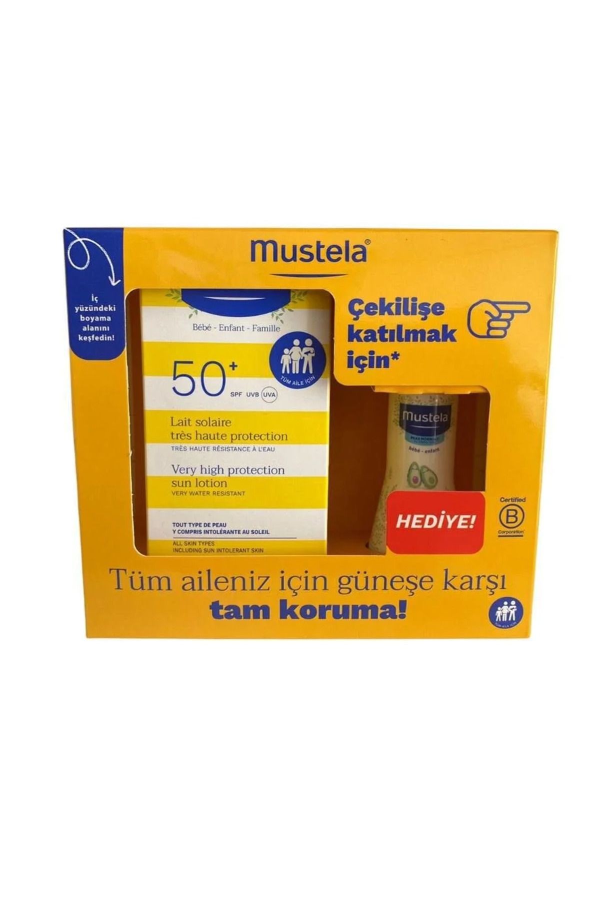 MUSTELA Spf50+ Çok Yüksek Koruma Faktörlü Güneş Losyonu 100ml + Hydrabebe Vücut Losyonu 50ml