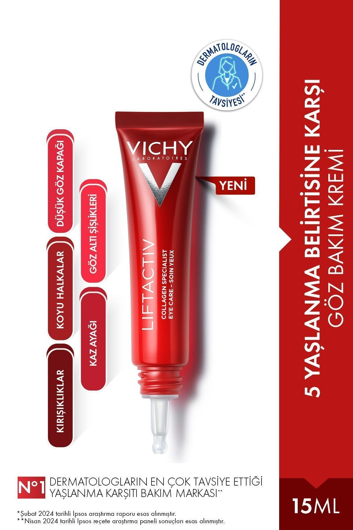 VICHY Liftactiv Collagen Specialist Yaşlanma Belirtilerine Karşı Göz Bakım Kremi