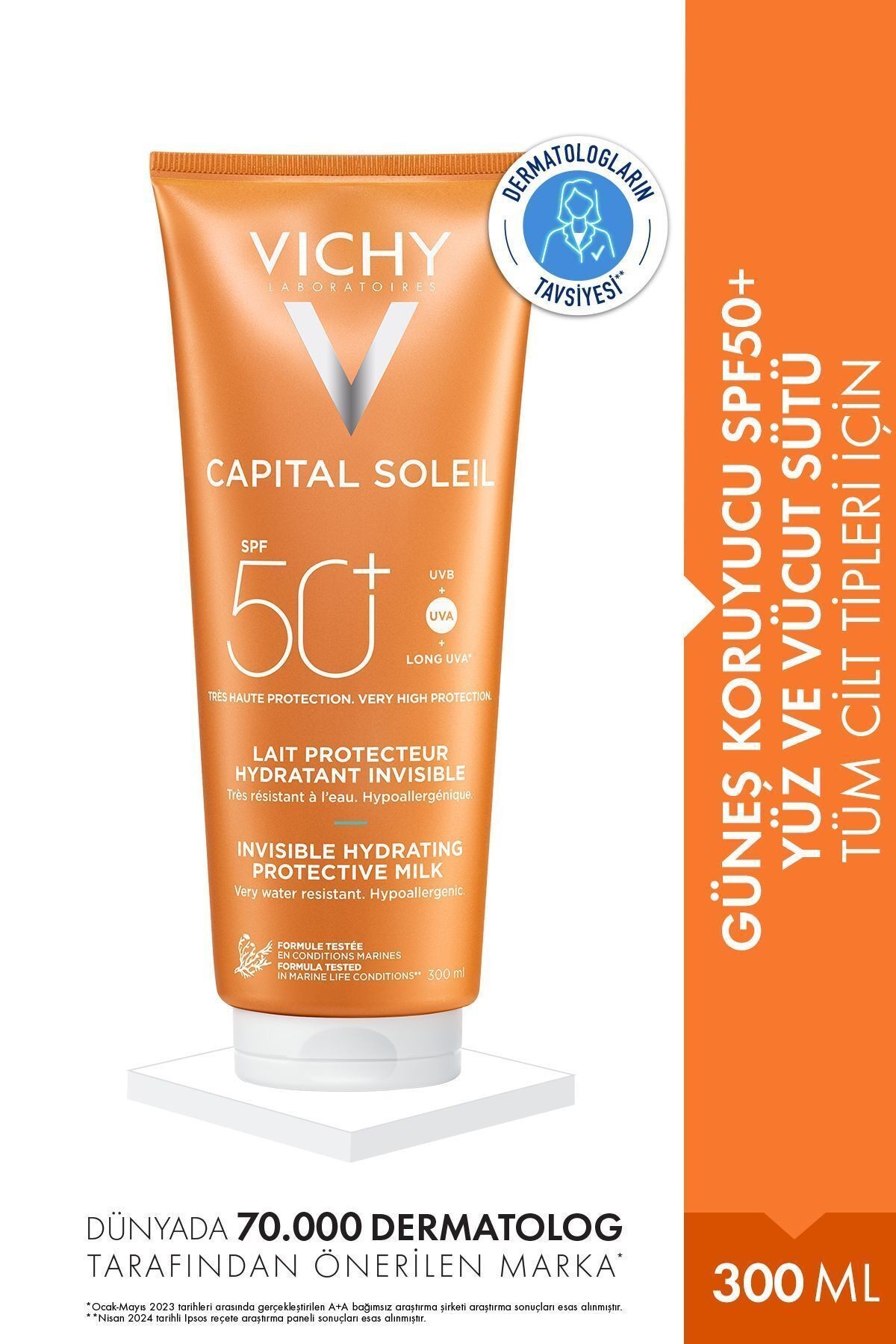 VICHY Capital Soleil Spf50 Yüksek Korumalı Yüz Ve Vücut Güneş Sütü Spf50 300 ml