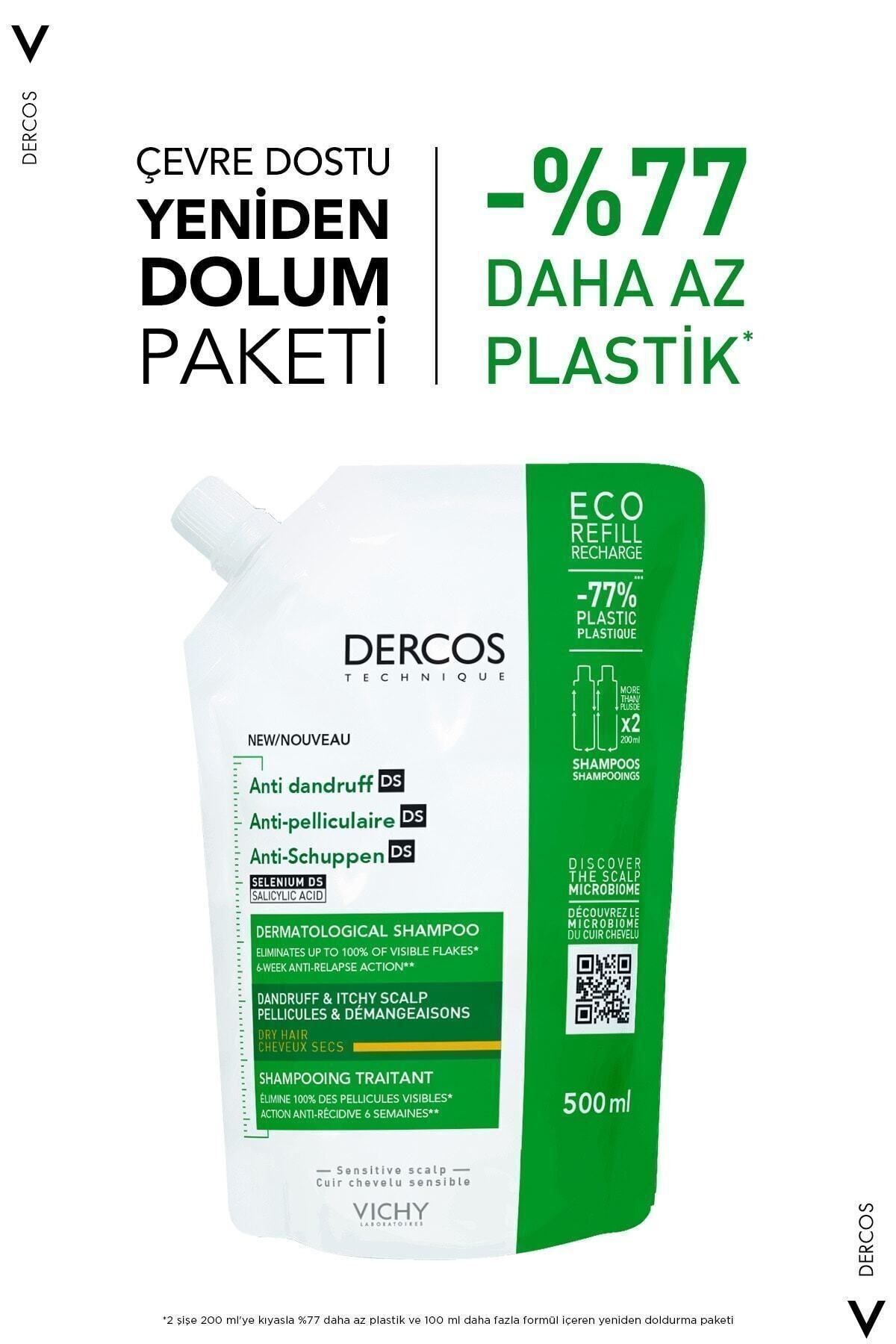 VICHY Dercos Kuru Saçlar İçin Kepek Karşıtı Saç Bakım Şampuanı 500 ML