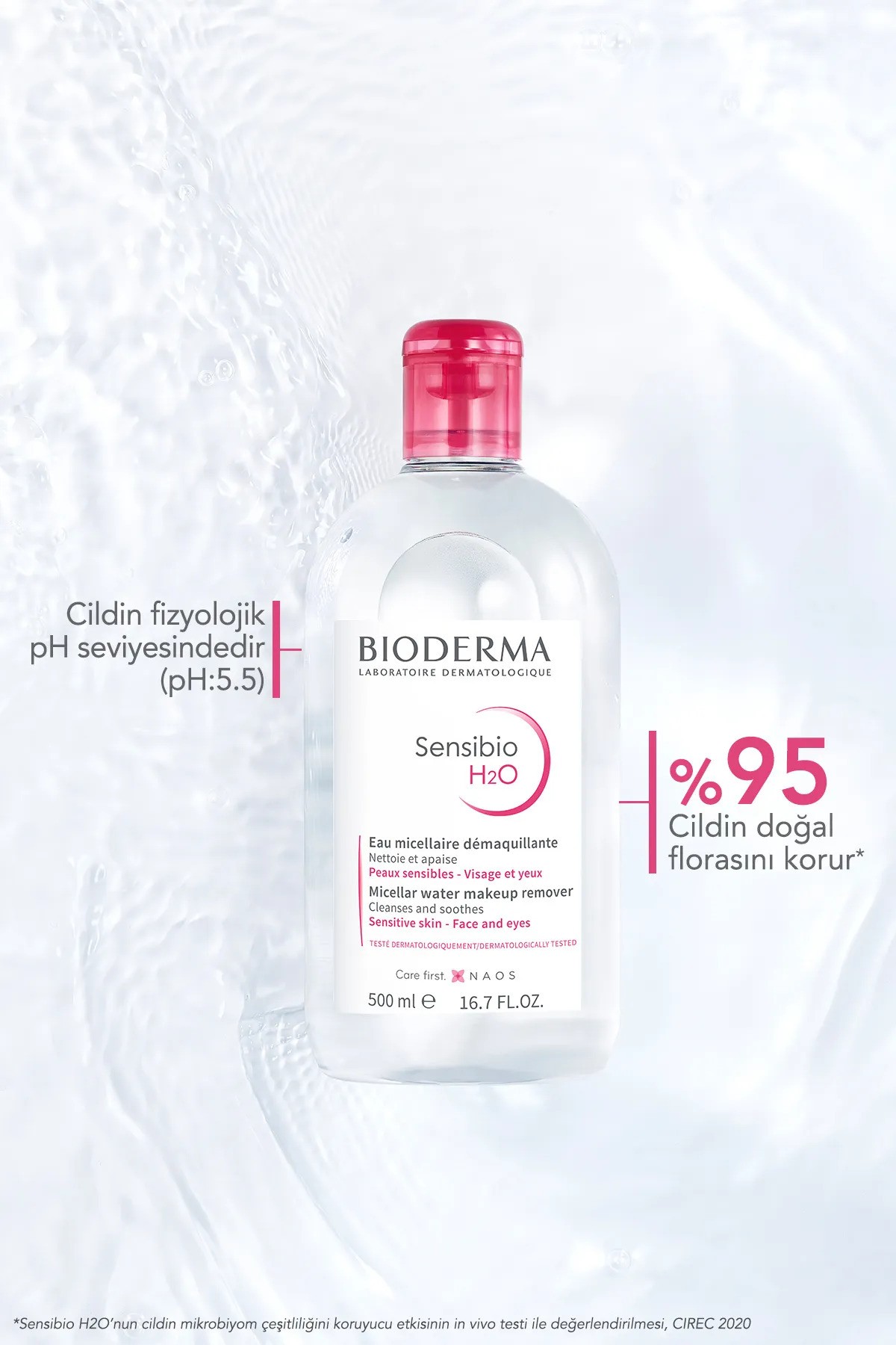 BİODERMA Sensibio H2O Micellar Makyaj Temizleme Suyu Hassas ve Normal Ciltler 500 ml