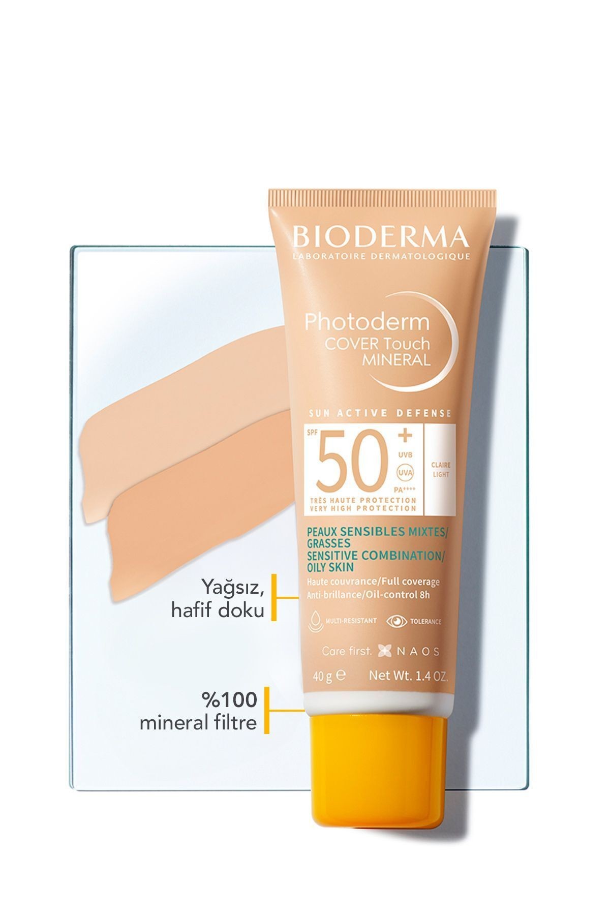 BİODERMA Photoderm Cover Touch Spf50+ Light Karma Yağlı Ciltler Kapatıcı Etkili Renkli Güneş Kremi 40 Ml