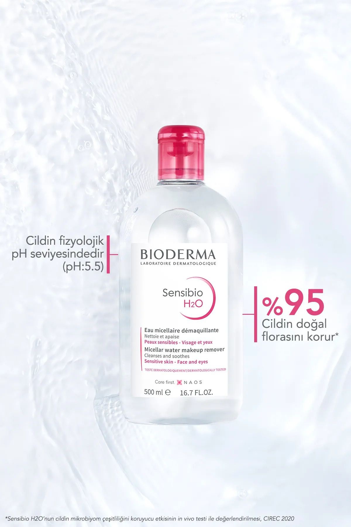 BİODERMA Sensibio H2O Micellar Makyaj Temizleme Suyu Hassas ve Normal Ciltler 850 ml