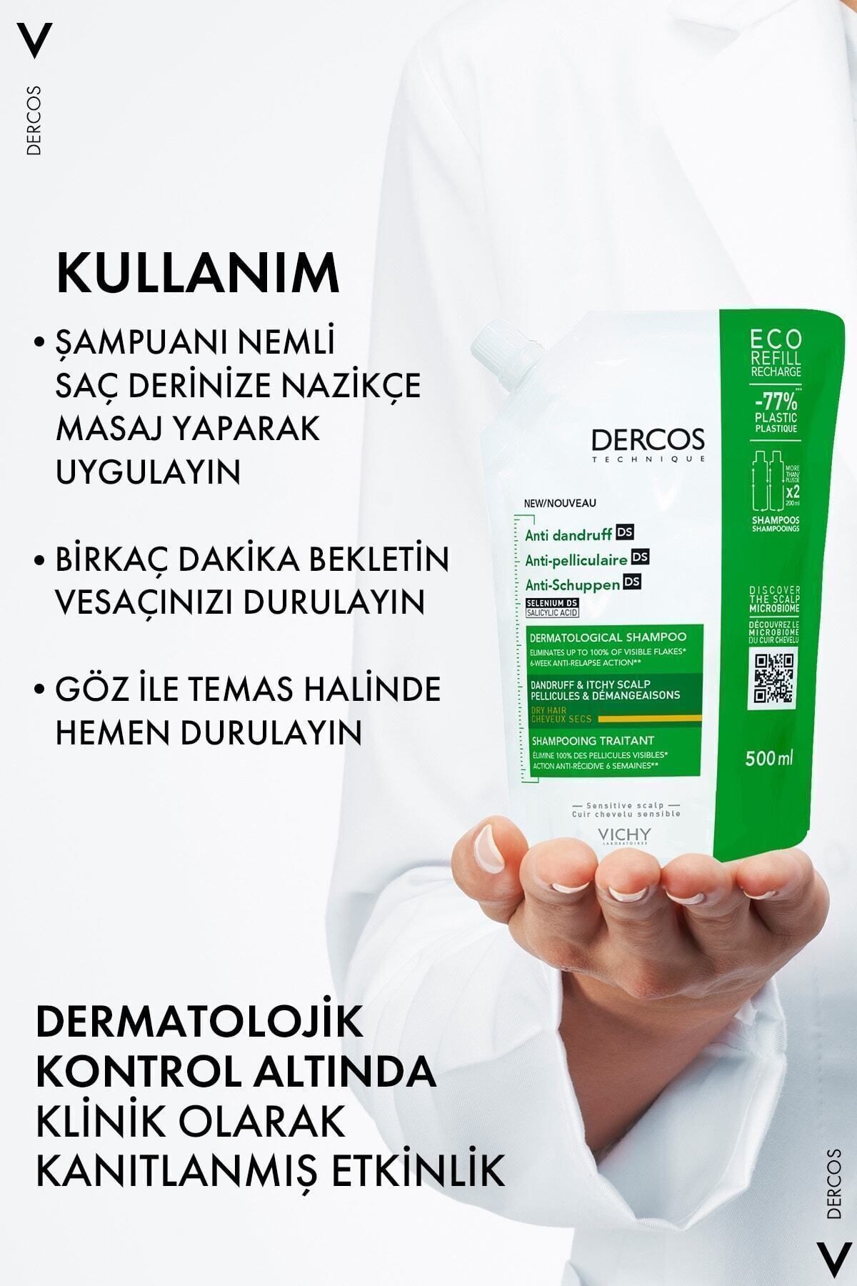 VICHY Dercos Kuru Saçlar İçin Kepek Karşıtı Saç Bakım Şampuanı 500 ML