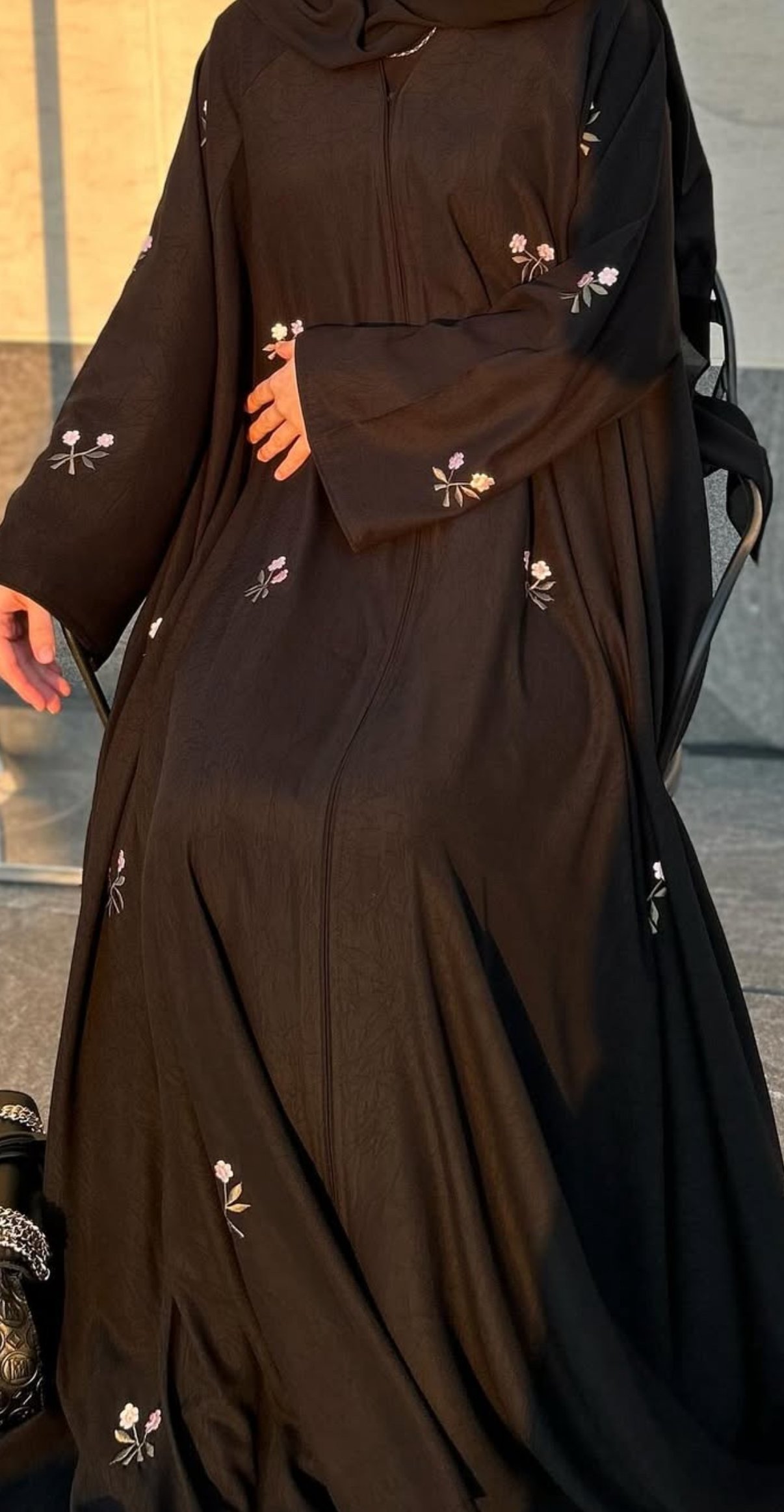 Çiçekli Katar Abaya
