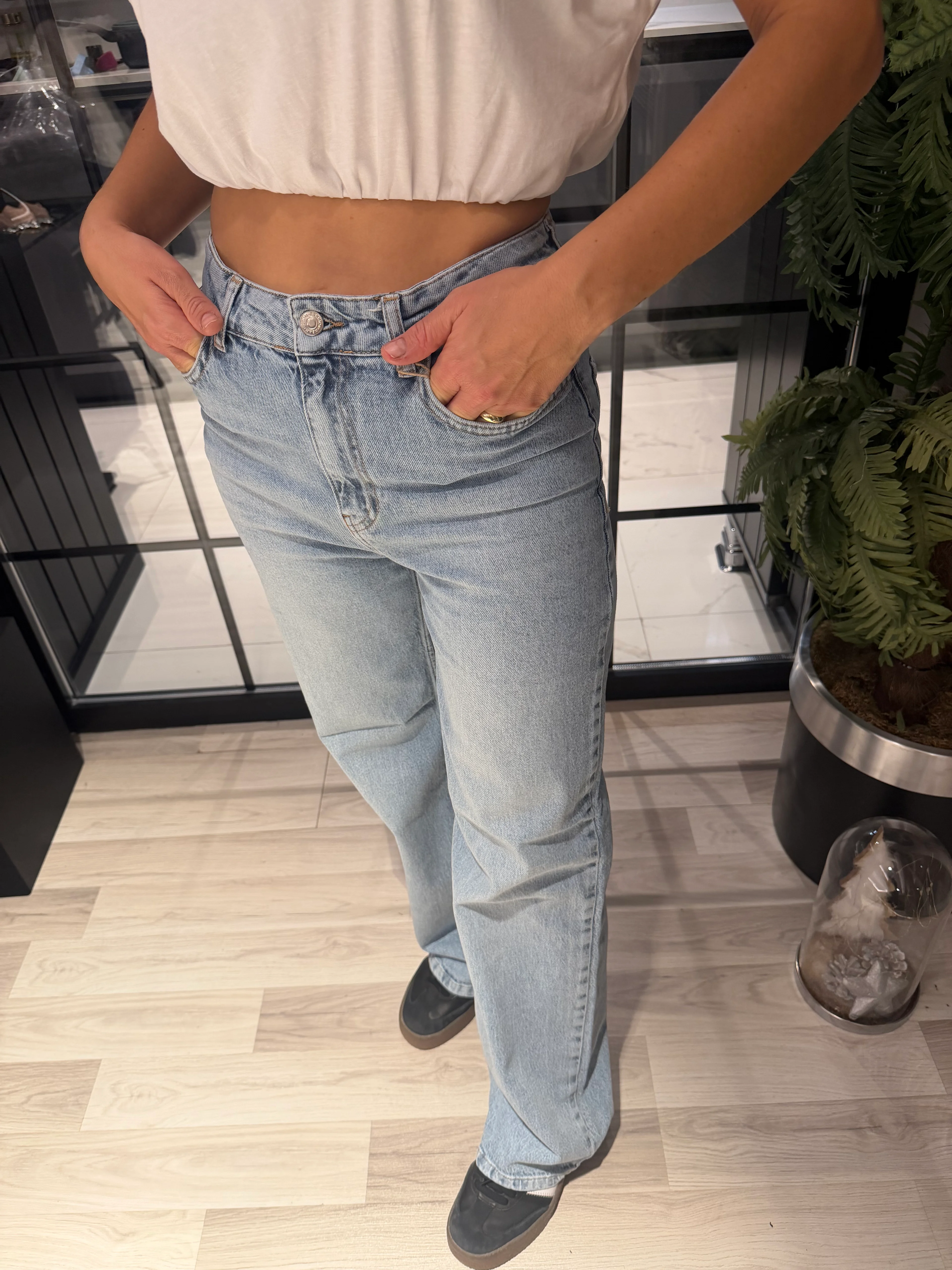 Likralı Palazzo Bebe Mavi Jean