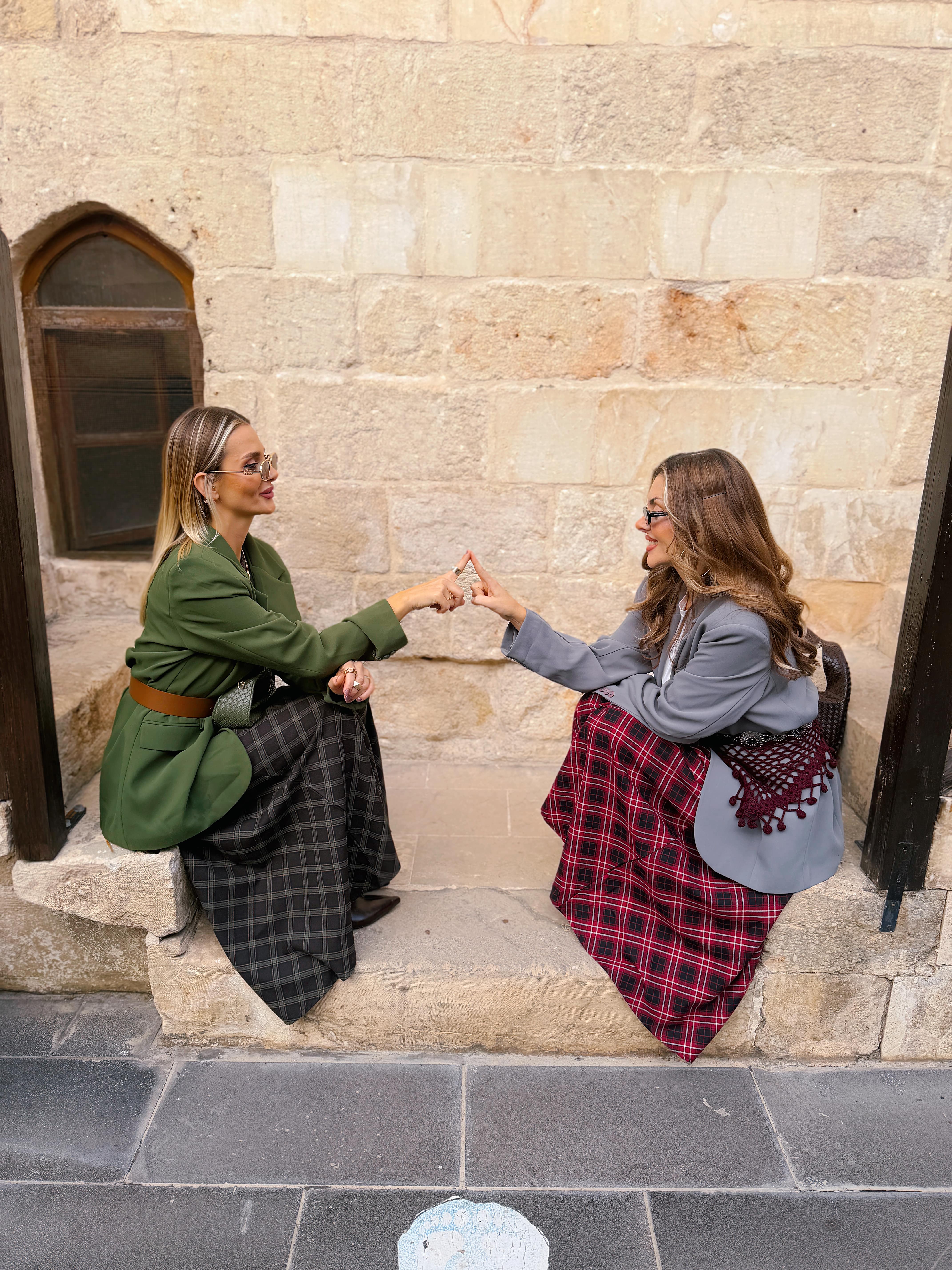 Ekose Desenli Uzun Etek / Kırmızı 