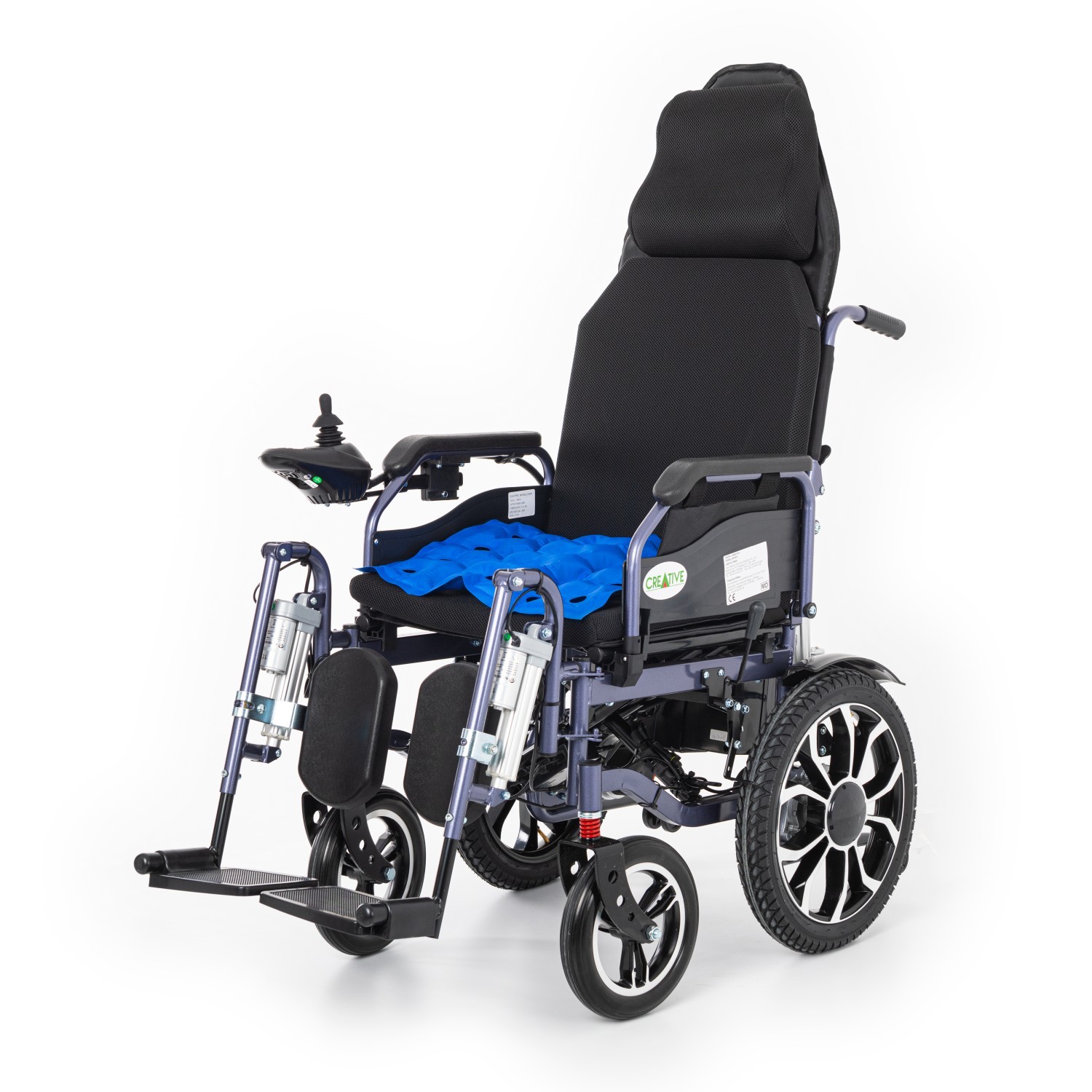 Creative CR-8012 Akülü Tekerlekli Sandalye Özellikli Motorlu Sırt Yatar ve Motorlu Ayak Kalkar-(Havalı Minder) Hediyeli