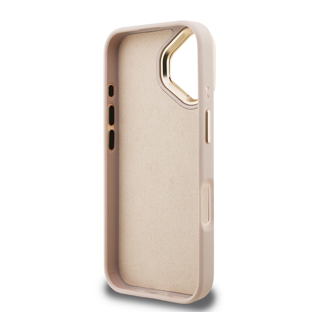 Apple iPhone 16 Kılıf Guess Orjinal Lisanslı PU Deri 4G Desenli Metal Büyük 4G ve Yazı Logolu Kamera Standlı Kapak