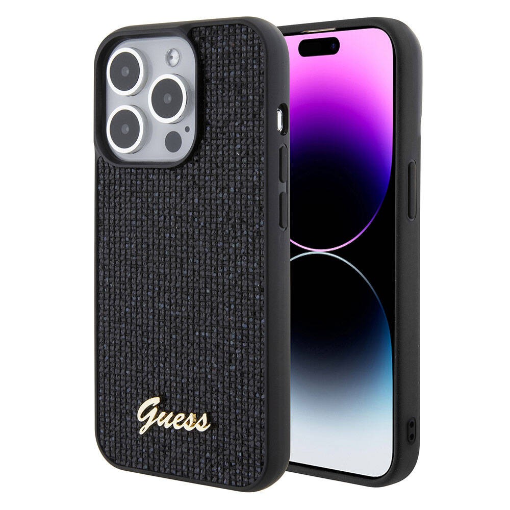 iPhone 15 Pro Kılıf Guess Orjinal Lisanslı Yazı Logolu Disco Script Metal Kılıf