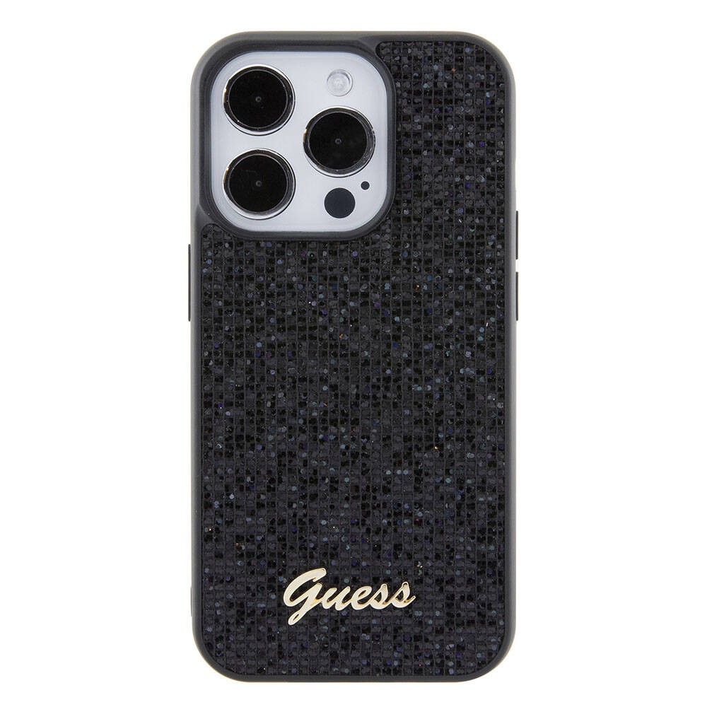 iPhone 15 Pro Kılıf Guess Orjinal Lisanslı Yazı Logolu Disco Script Metal Kılıf