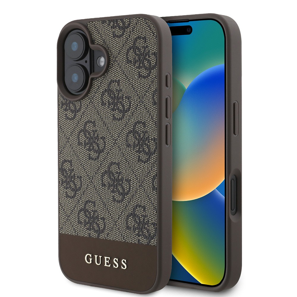 Apple iPhone 16 Kılıf Guess Orjinal Lisanslı PU Deri Şerit Logo Dizaynlı Kapak