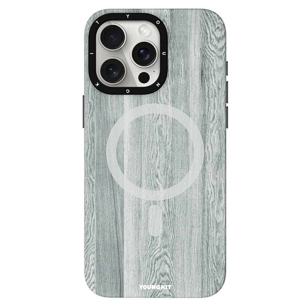 iPhone 15 Pro Max Kılıf Magsafe Şarj Özellikli Sararmaya Dayanıklı Youngkit Wood Forest Serisi Kılıf