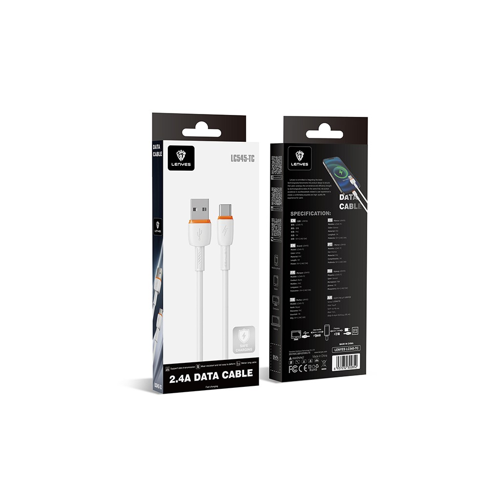 Lenyes LC545 USB to Type-C Hızlı Şarj Özellikli Data ve Şarj Kablosu 12W 1M