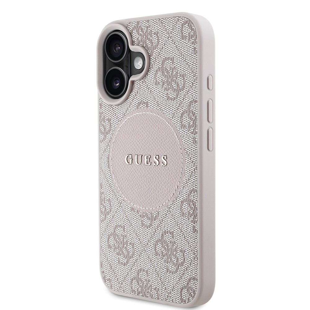 Apple iPhone 16 Kılıf Guess Orjinal Lisanslı Magsafe Şarj Özellikli Yazı Logolu Circle Classic Kapak