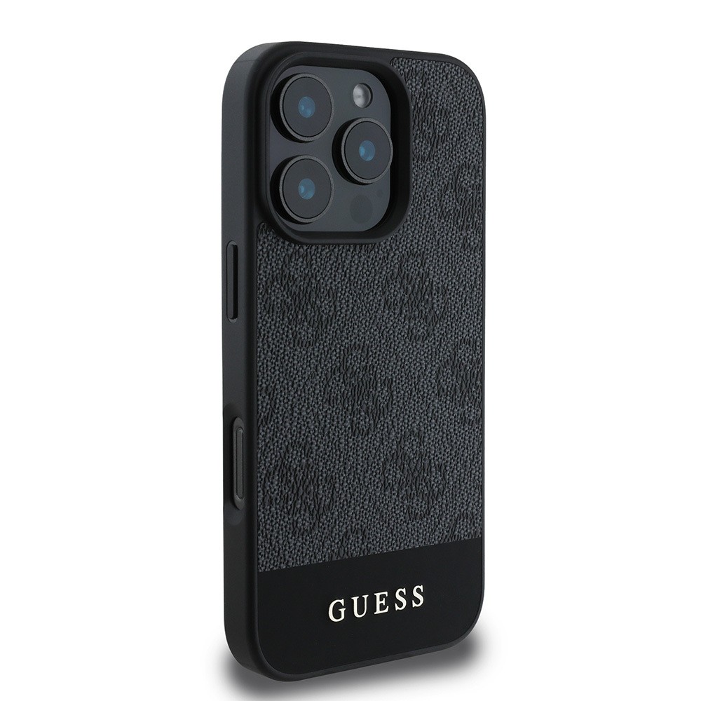 Apple iPhone 16 Pro Max Kılıf Guess Orjinal Lisanslı PU Deri Şerit Logo Dizaynlı Kapak