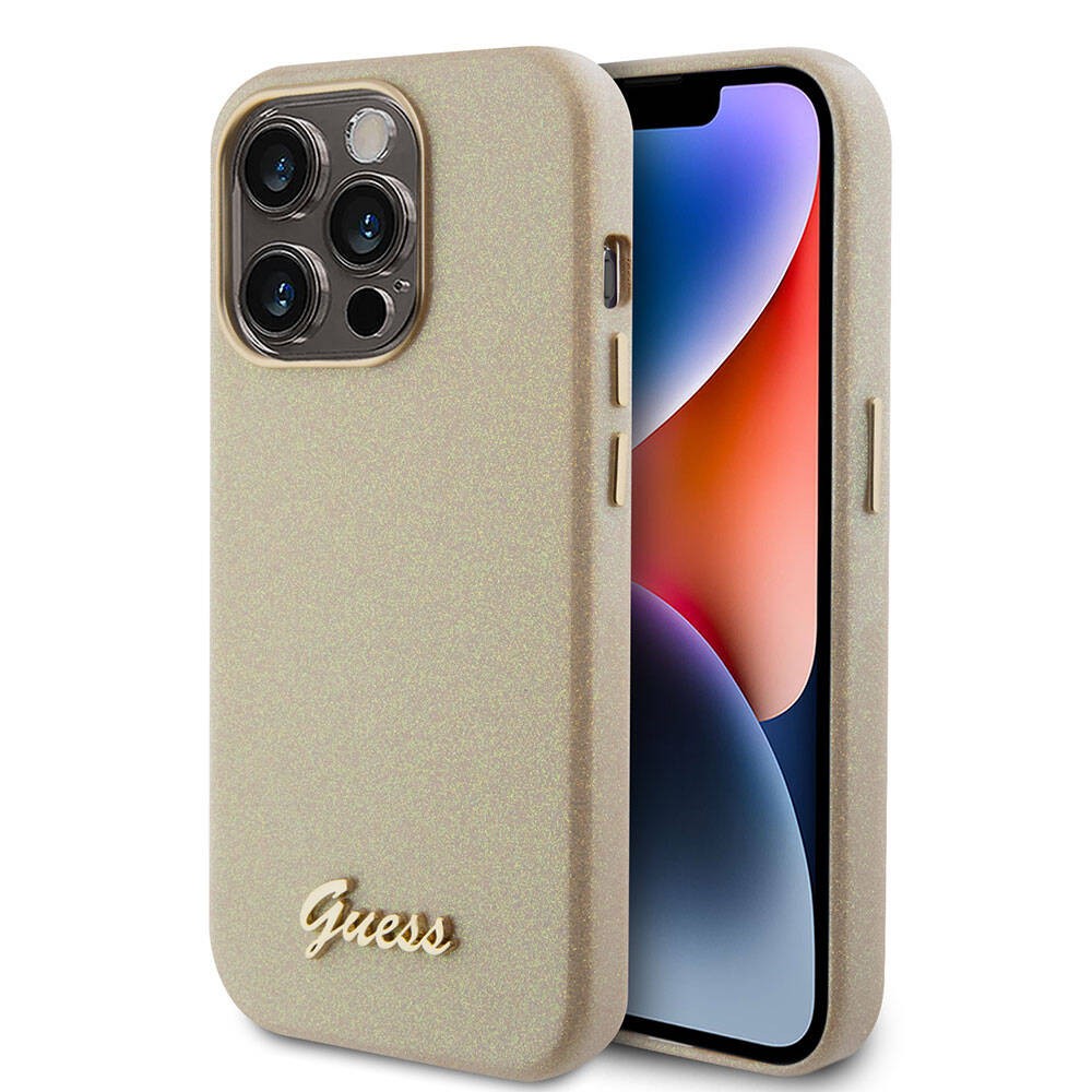 iPhone 15 Pro Max Kılıf Guess Orjinal Lisanslı Yazı Logolu Glitter Glossy Script Kılıf