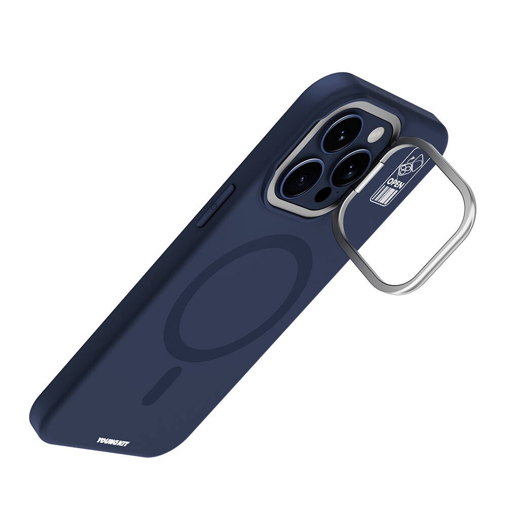 iPhone 15 Pro Max Kılıf Magsafe Şarj Özellikli Kamera Standlı Youngkit Bitty Cream Kapak