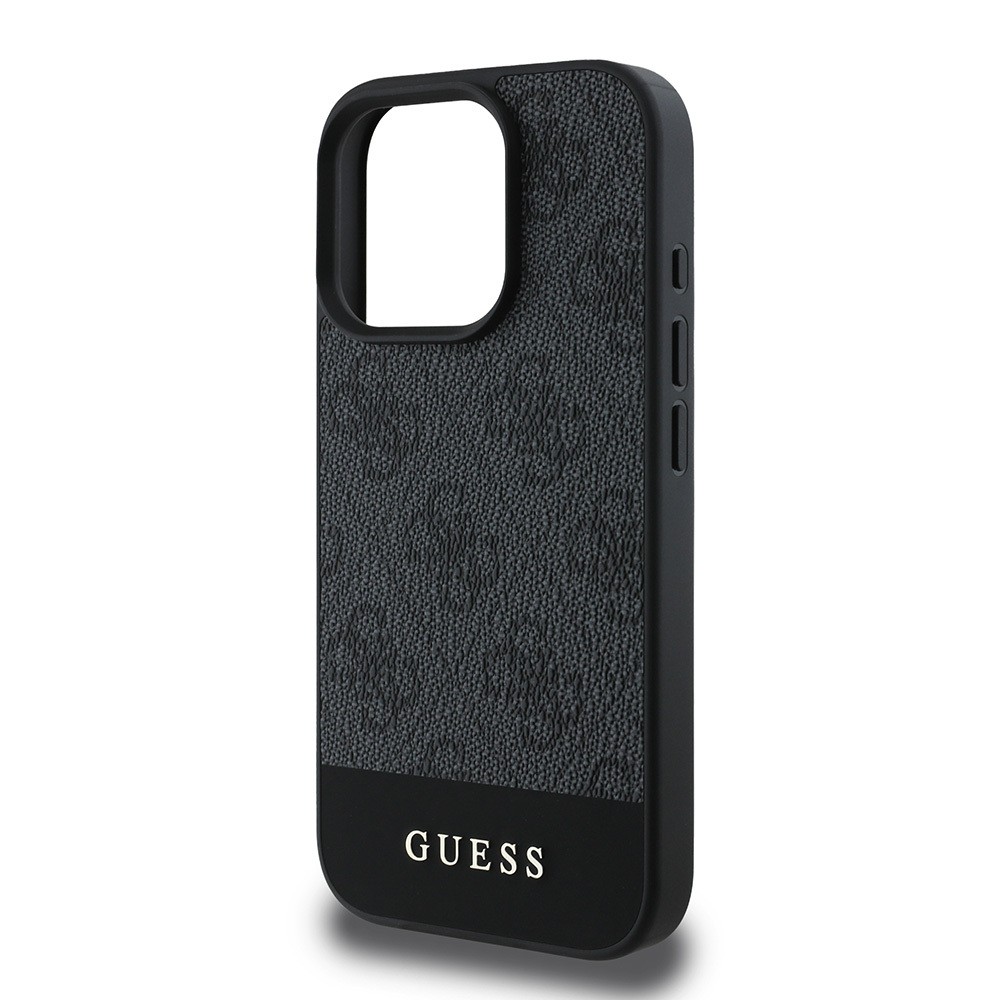 Apple iPhone 16 Pro Max Kılıf Guess Orjinal Lisanslı PU Deri Şerit Logo Dizaynlı Kapak