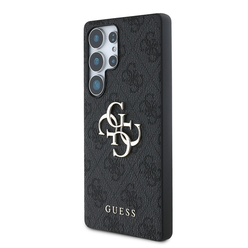 Galaxy S25 Ultra Kılıf Guess Orjinal Lisanslı PU Deri 4G Desenli Metal Büyük 4G ve Yazı Logolu Kapak
