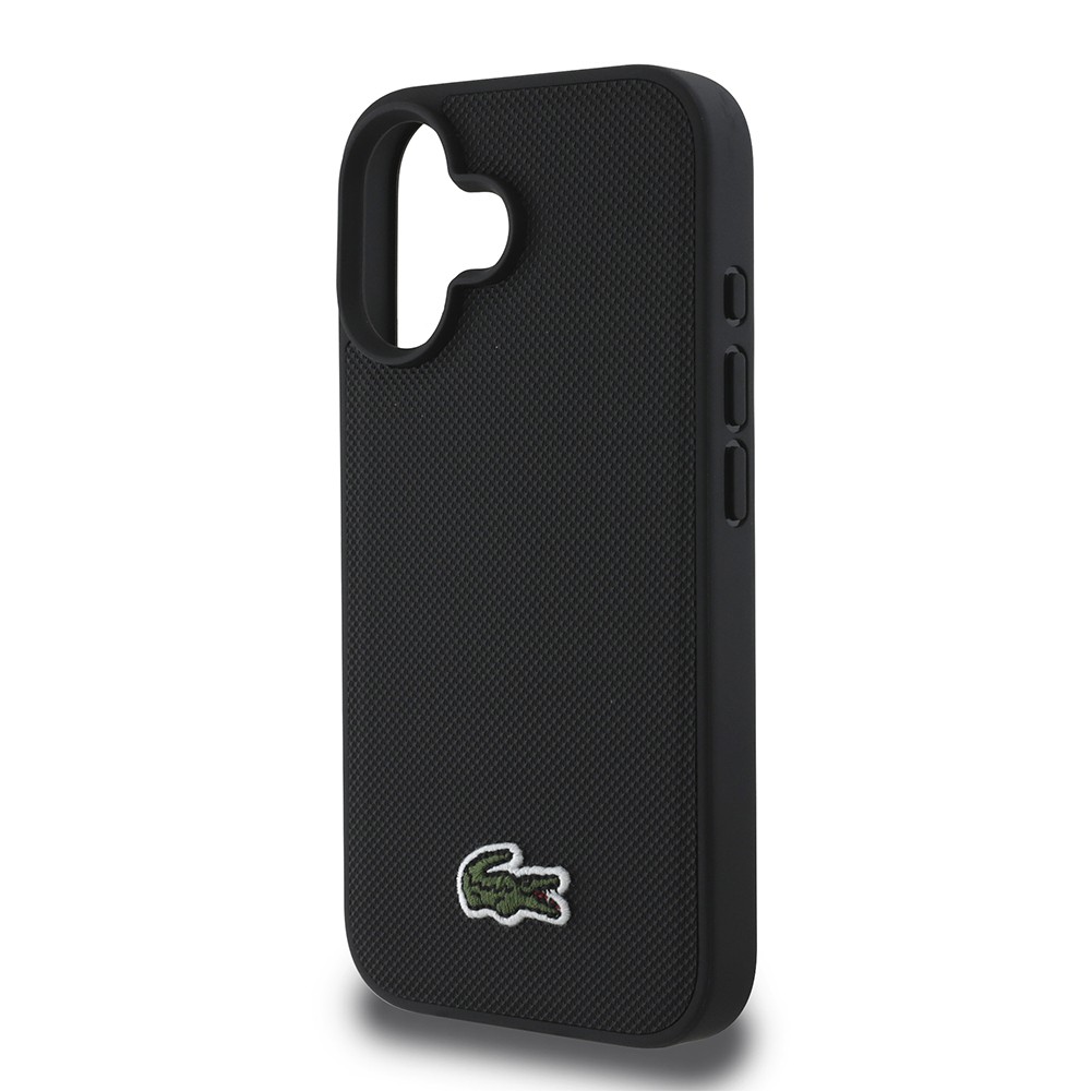 Apple iPhone 16 Kılıf Lacoste Orjinal Lisanslı PU Pike Desenli Arka Yüzey İkonik Timsah Dokuma Logolu Kapak + Type-C Kablo 1.5m