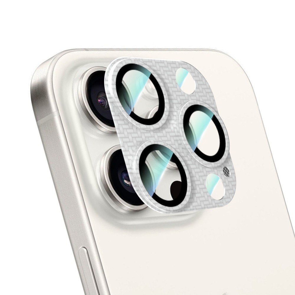 Apple iPhone 16 Pro CaseWorld Karbon Fiber Serisi Anti Reflective Ultra Clear Full Kamera Lens Koruyucu