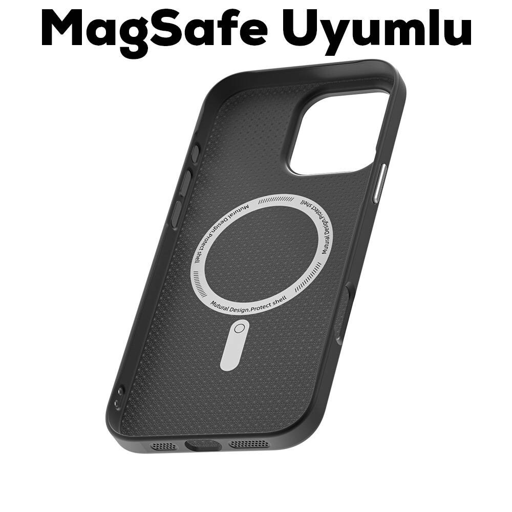 iPhone 16 Pro Max Kılıf Magsafe Şarj Özellikli Karbon Fiber Desenli Mutural Montage Kılıf