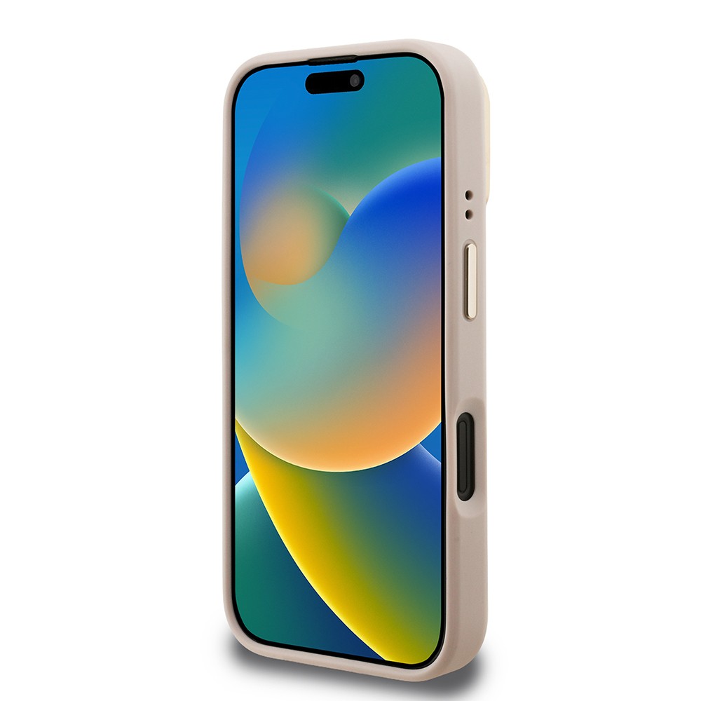 Apple iPhone 16 Kılıf Guess Orjinal Lisanslı PU Deri 4G Desenli Metal Büyük 4G ve Yazı Logolu Kamera Standlı Kapak