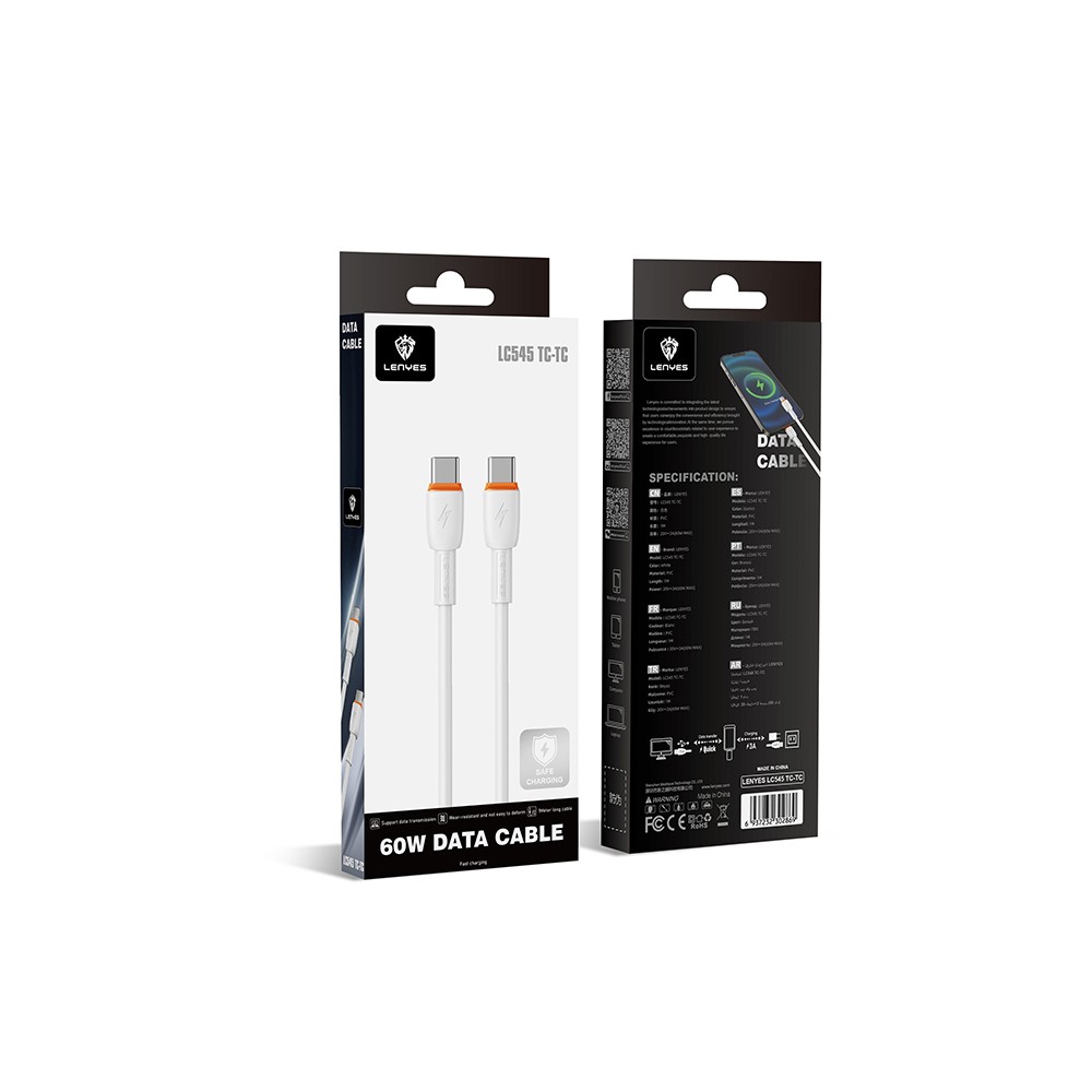 Lenyes LC545 Type-C to Type-C Hızlı Şarj Özellikli Data ve Şarj Kablosu 60W 1M