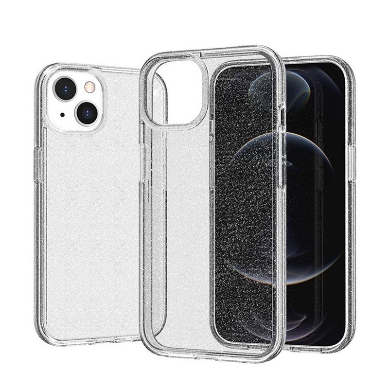 Apple iPhone 14 Kılıf Parlayan Simli Şeffaf Zore Redos Kapak