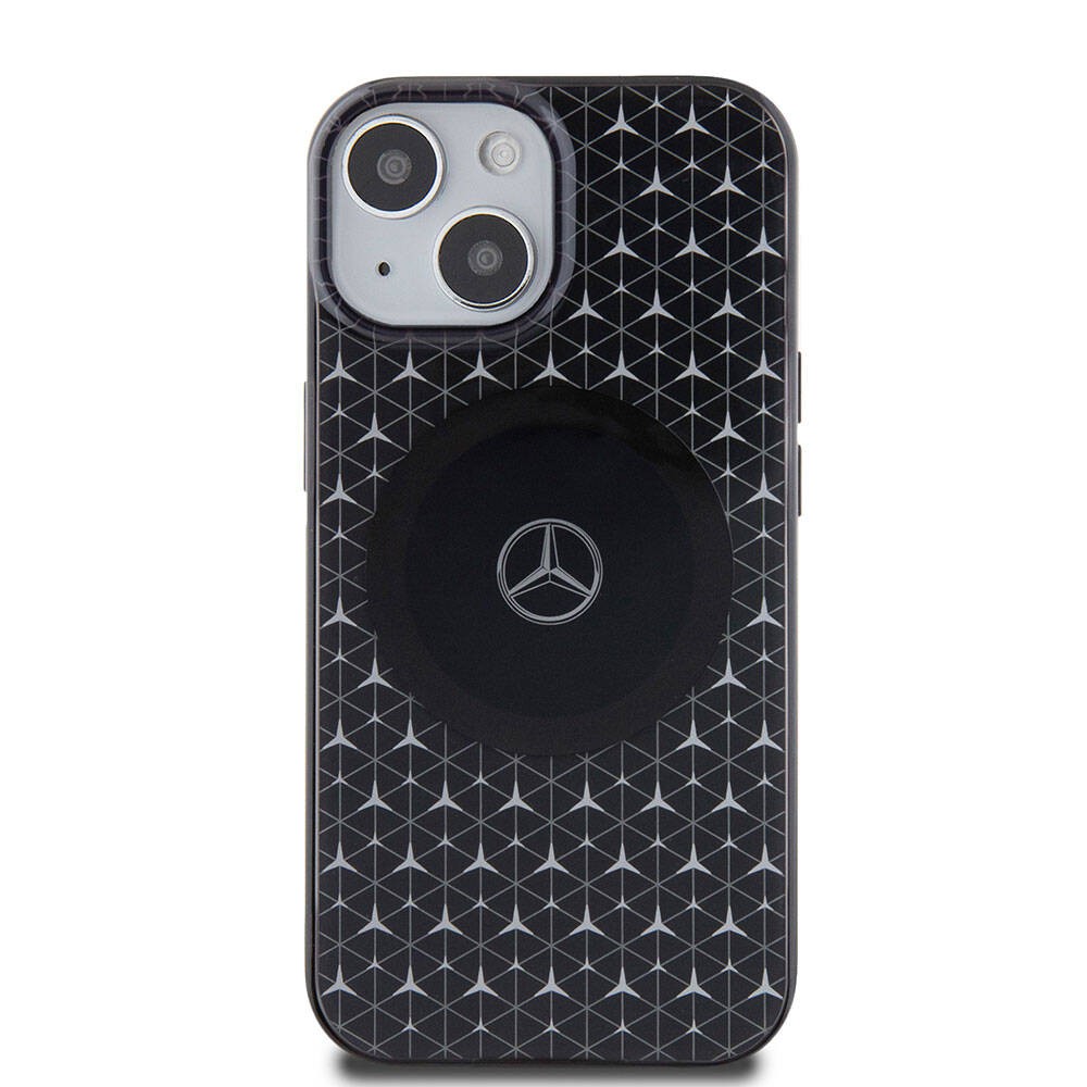 iPhone 15 Kılıf Mercedes Benz Orjinal Lisanslı Magsafe Şarj Özellikli Çift Katmanlı Mini Yıldız Desenli Kılıf